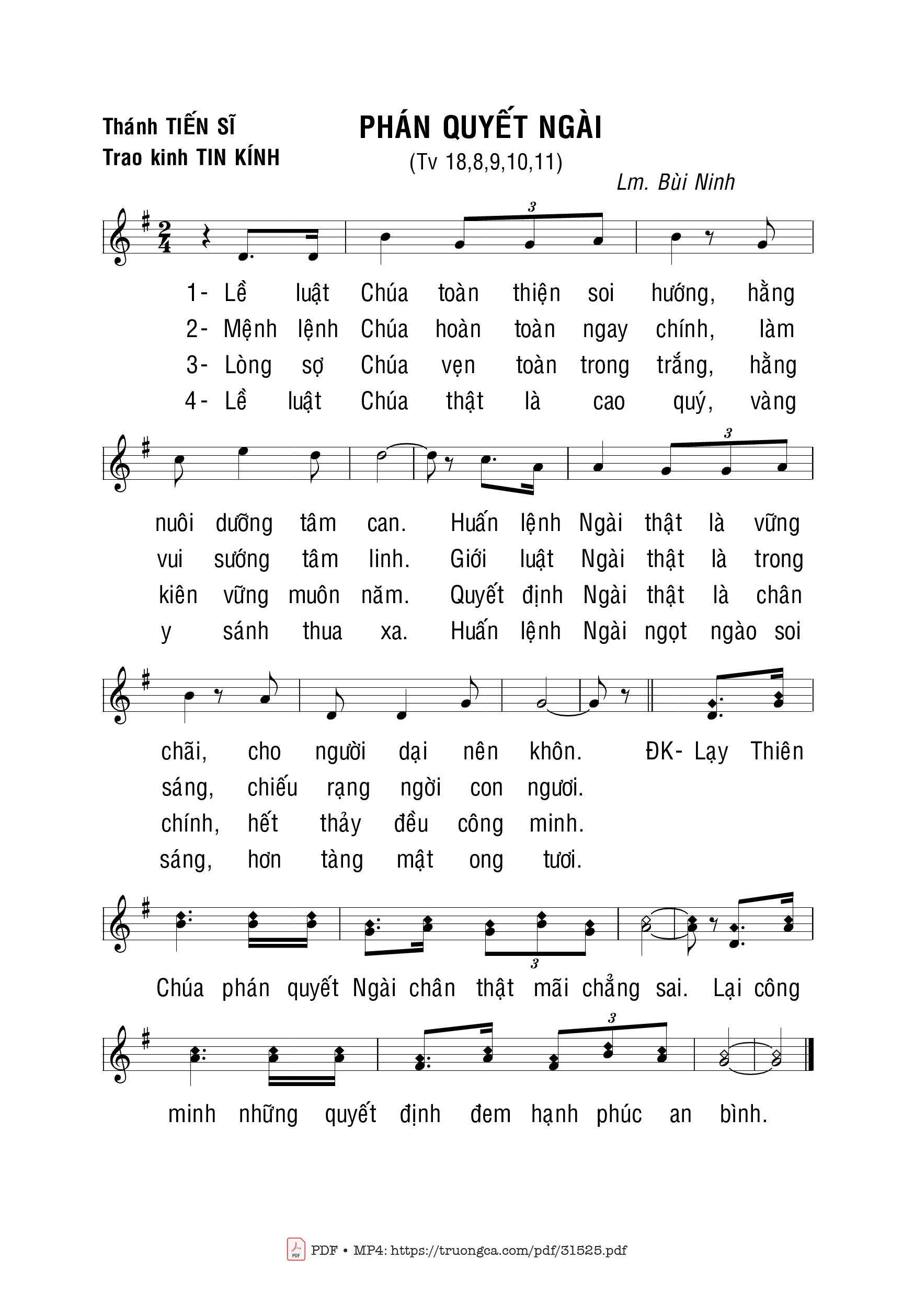 Sheet PDF of Thánh Vịnh 18, Phán Quyết Ngài