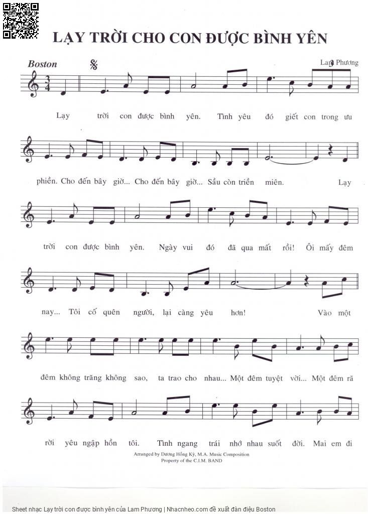 Sheet PDF of Lạy trời con được bình yên