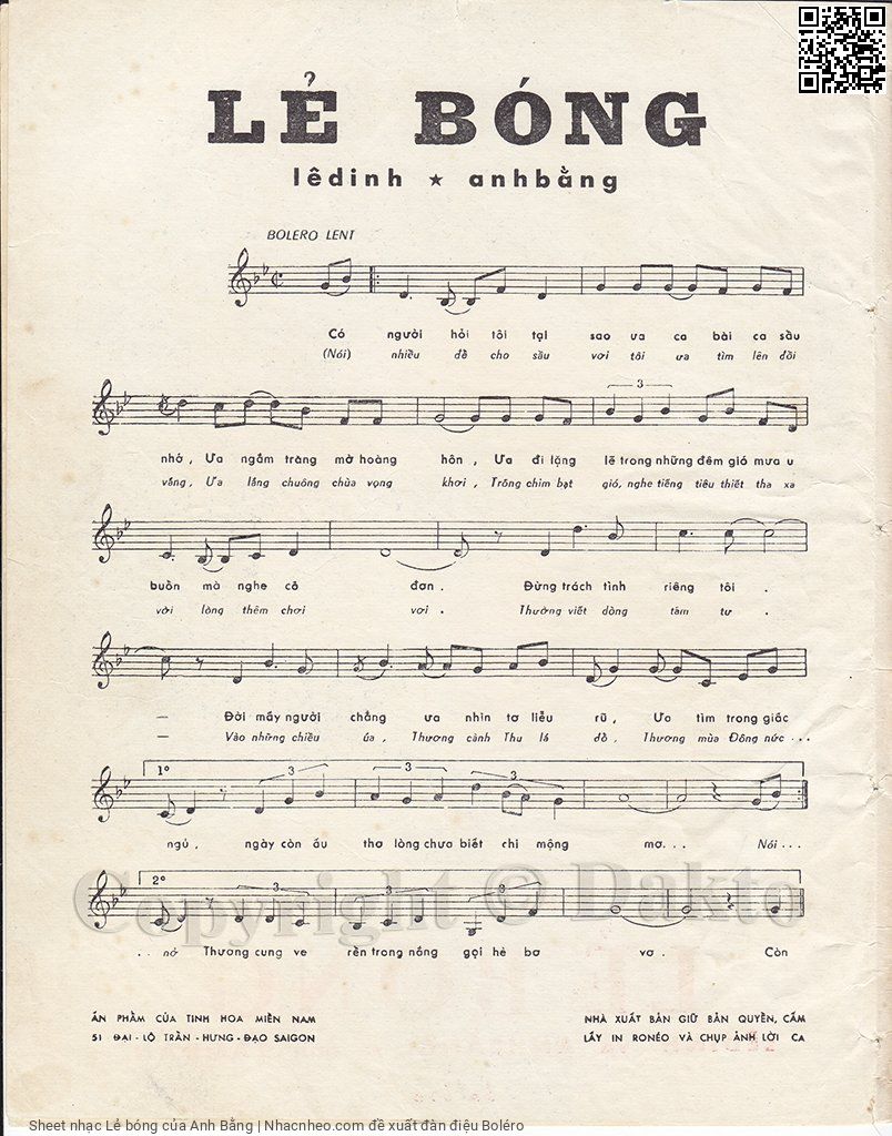Page 2 of Sheet music PDF Lẻ bóng - Anh Bằng