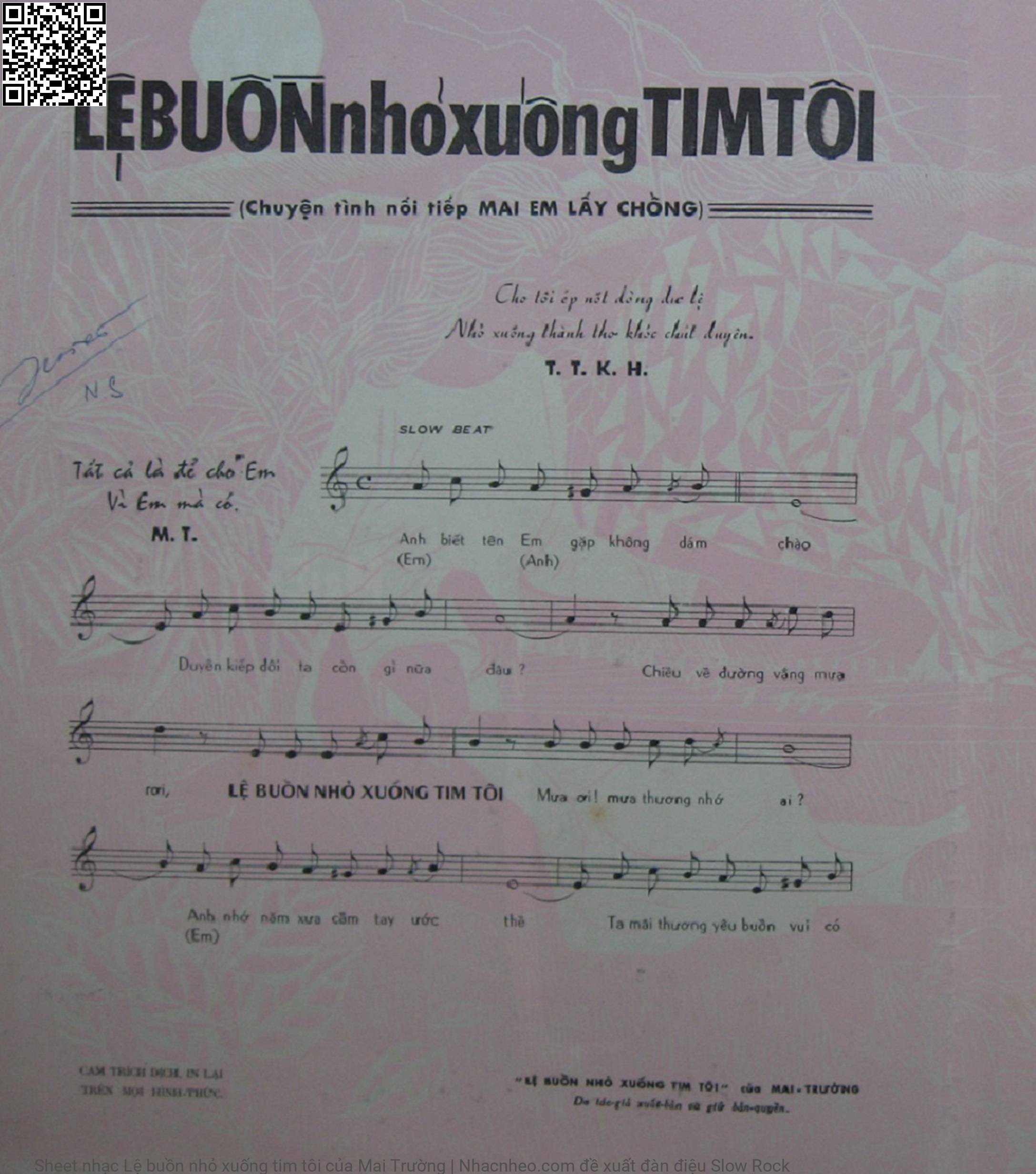 Page 2 of Sheet music PDF Lệ buồn nhỏ xuống tim tôi - Mai Trường