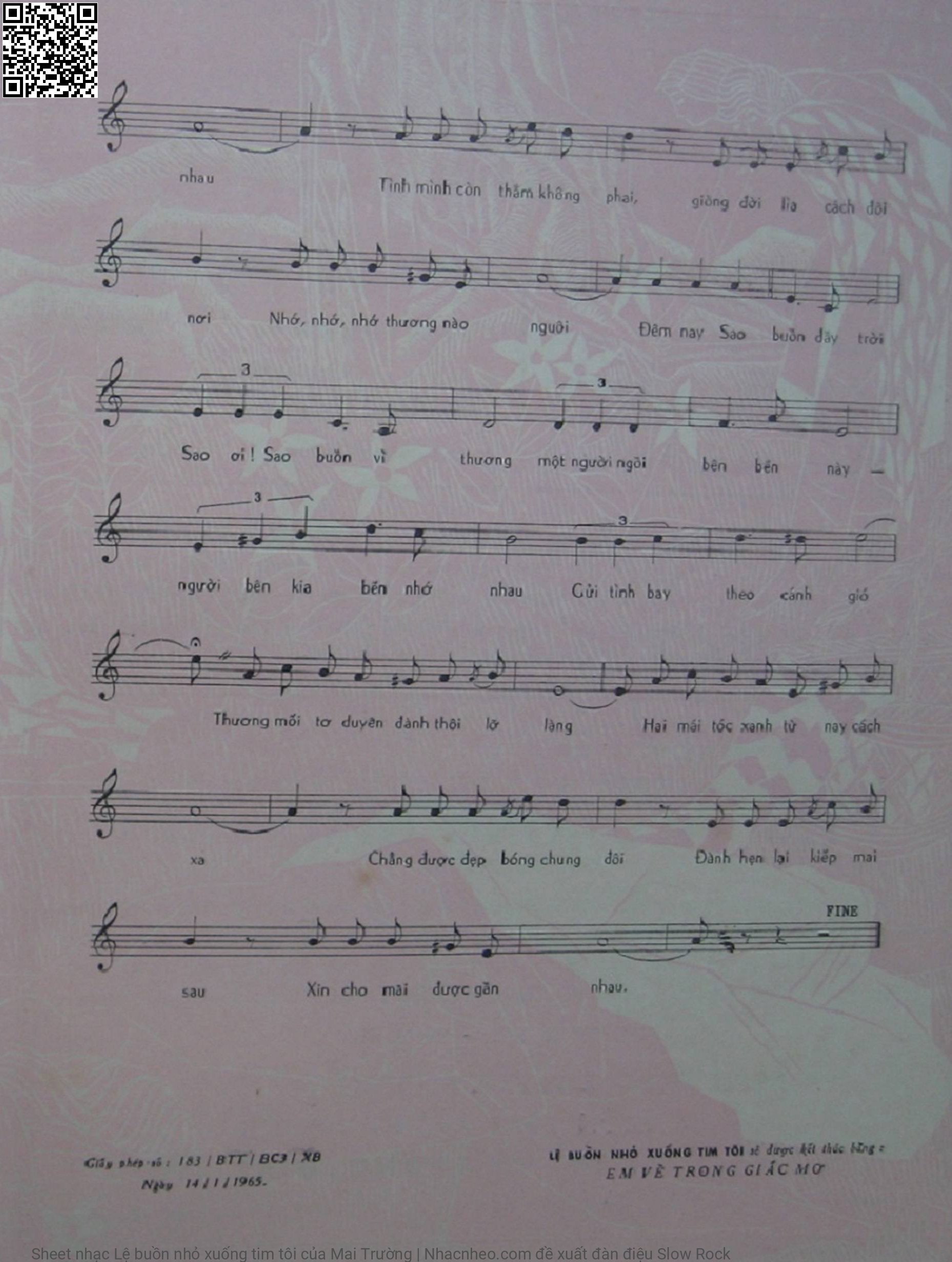 Page 3 of Sheet music PDF Lệ buồn nhỏ xuống tim tôi - Mai Trường