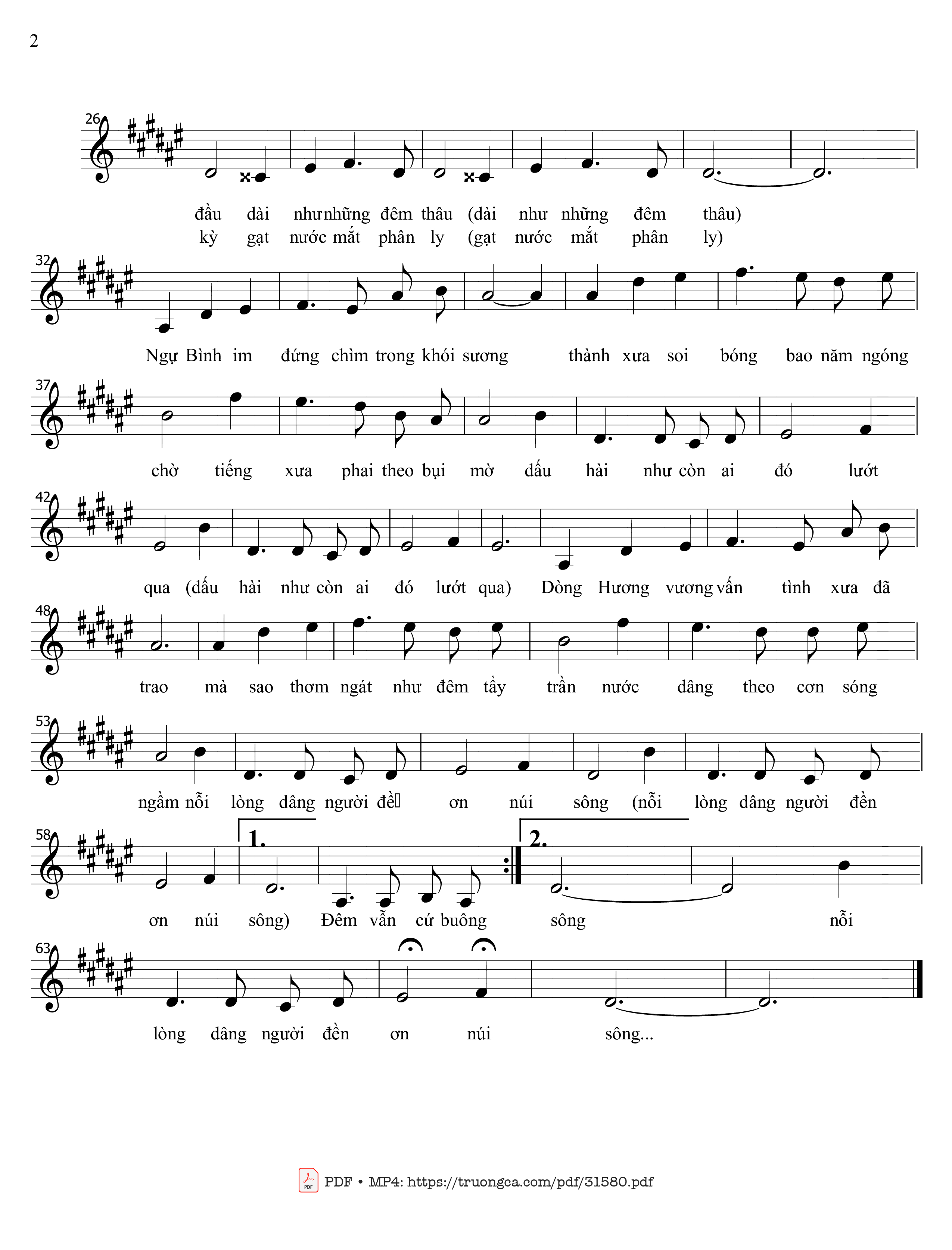 Page 2 of Sheet music PDF Hương Bình dạ khúc - Nguyễn Hoàng Đô