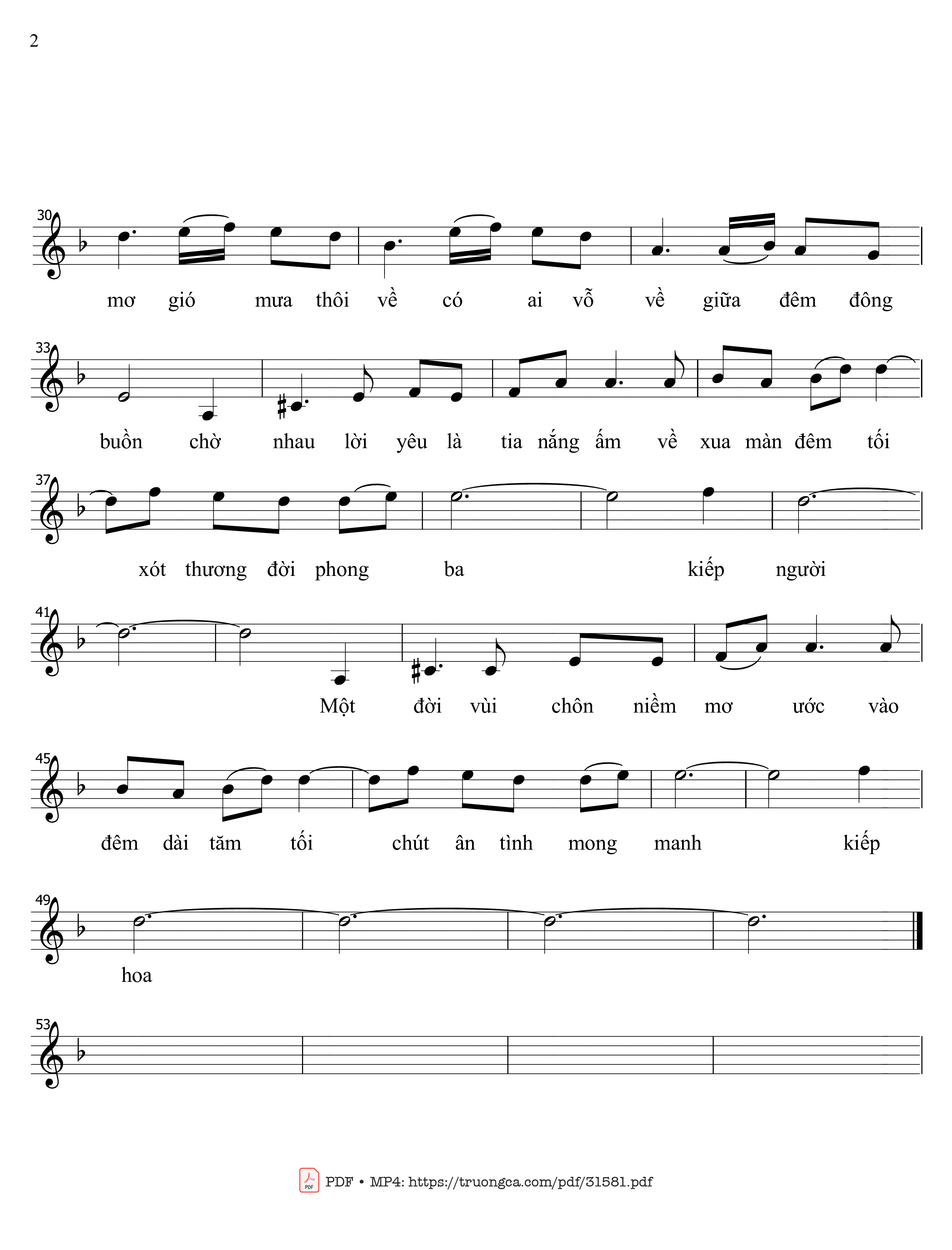 Page 2 of Sheet music PDF Hoa đào trước gió - Nguyễn Hoàng Đô