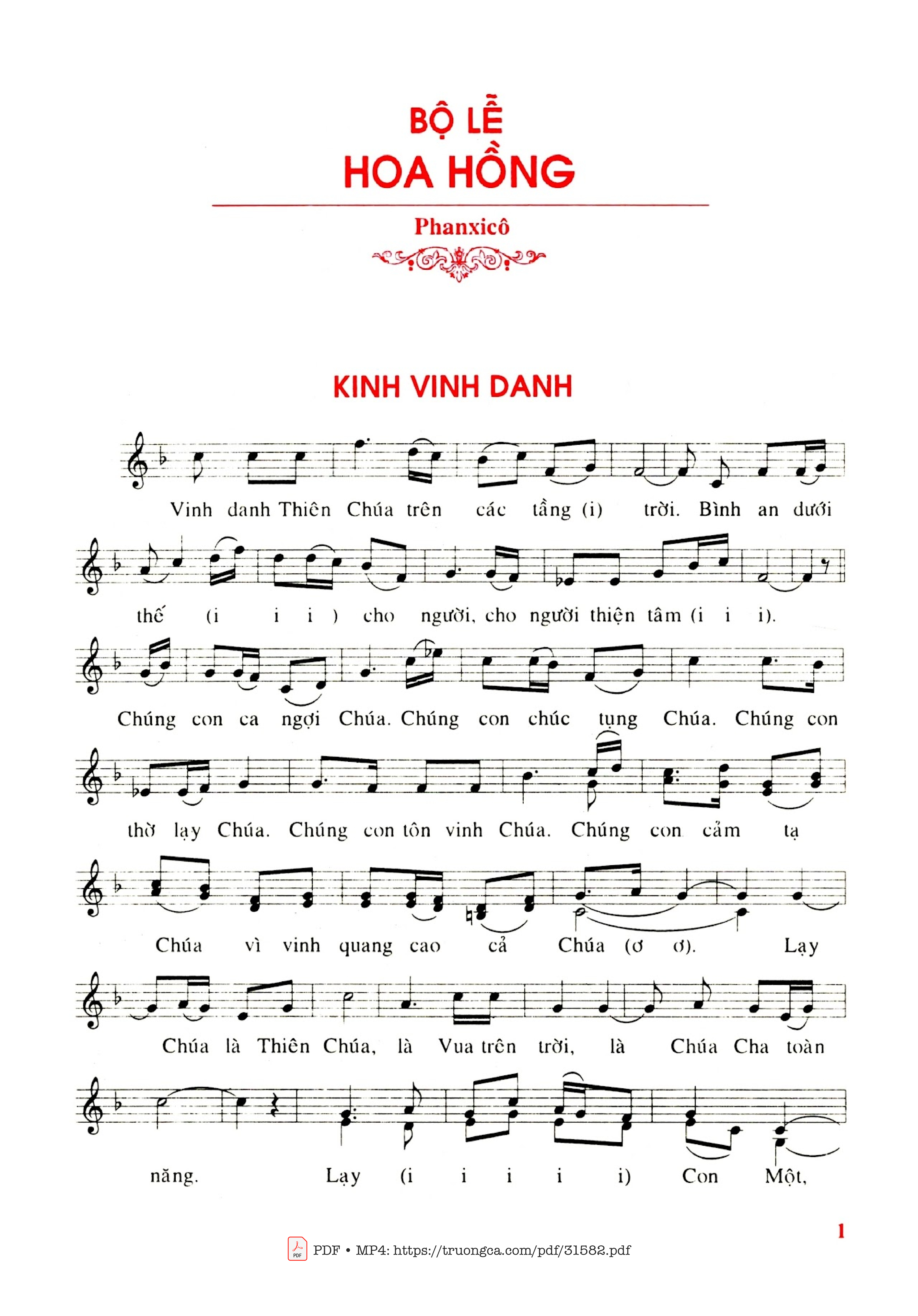 Page 2 of Sheet music PDF Bộ Lễ Hoa Hồng (2 Bè) - Phanxico