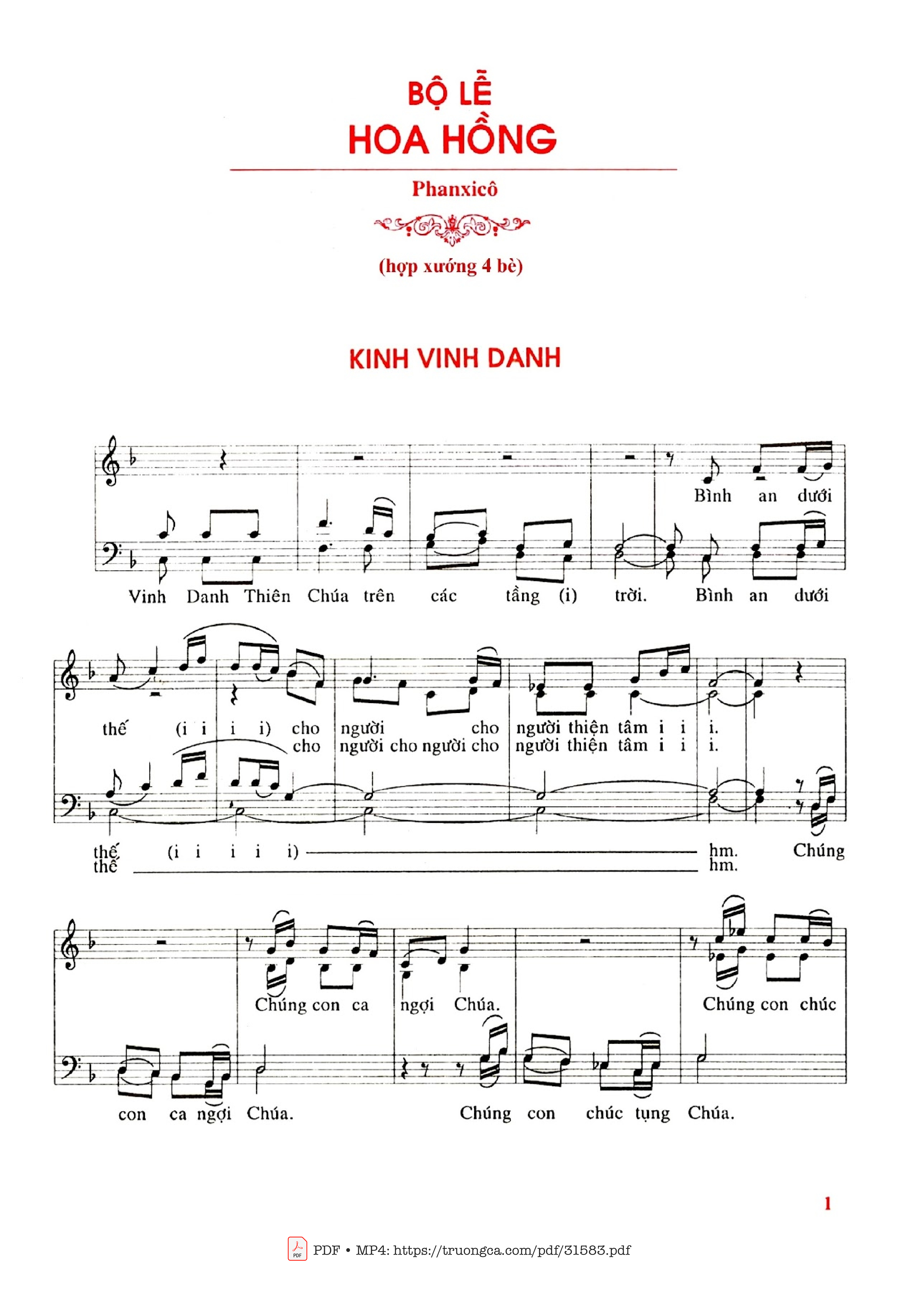 Page 2 of Sheet music PDF Bộ Lễ Hoa Hồng (4 Bè) - Phanxico