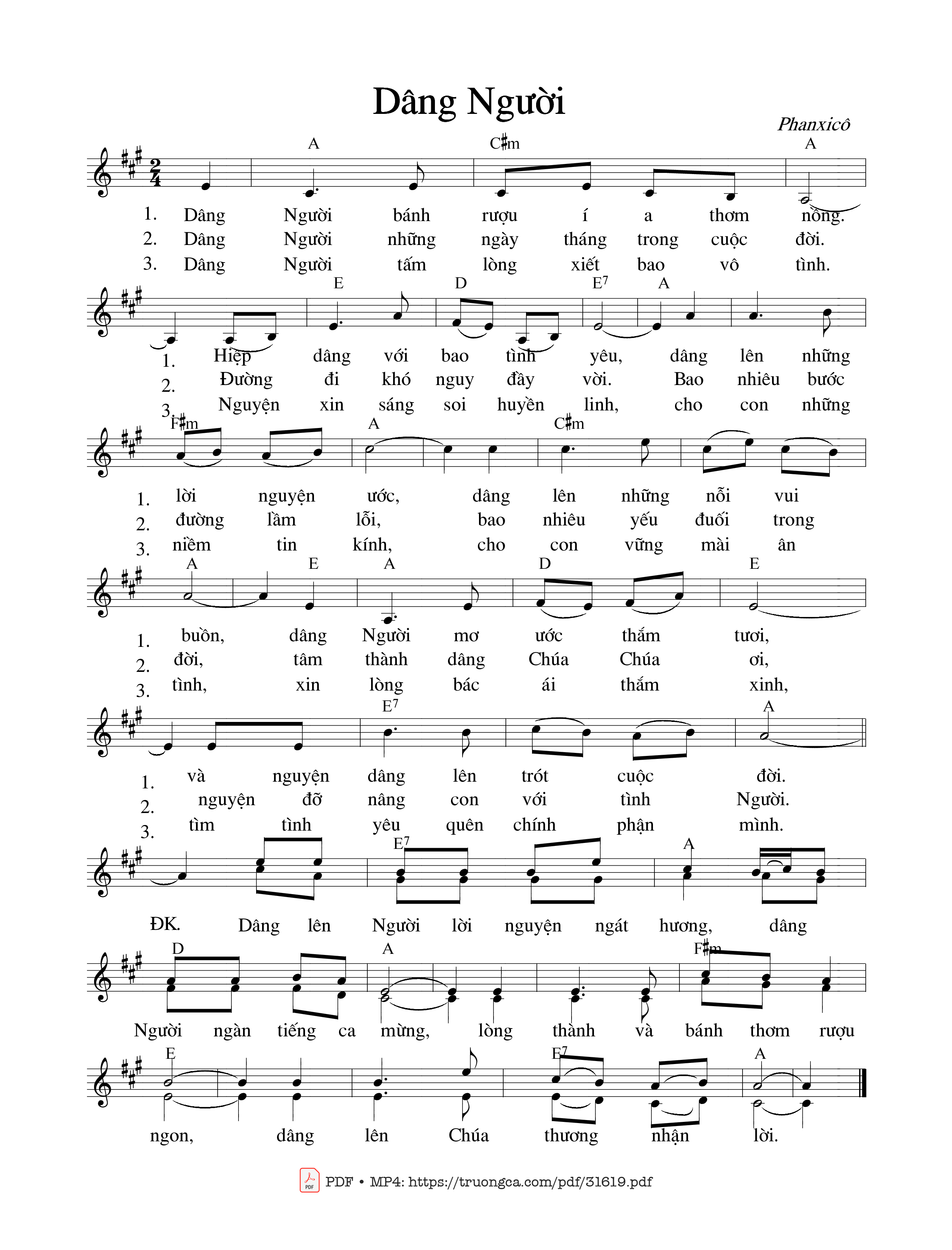 Page 1 of Sheet music PDF Dâng Người - Phanxico