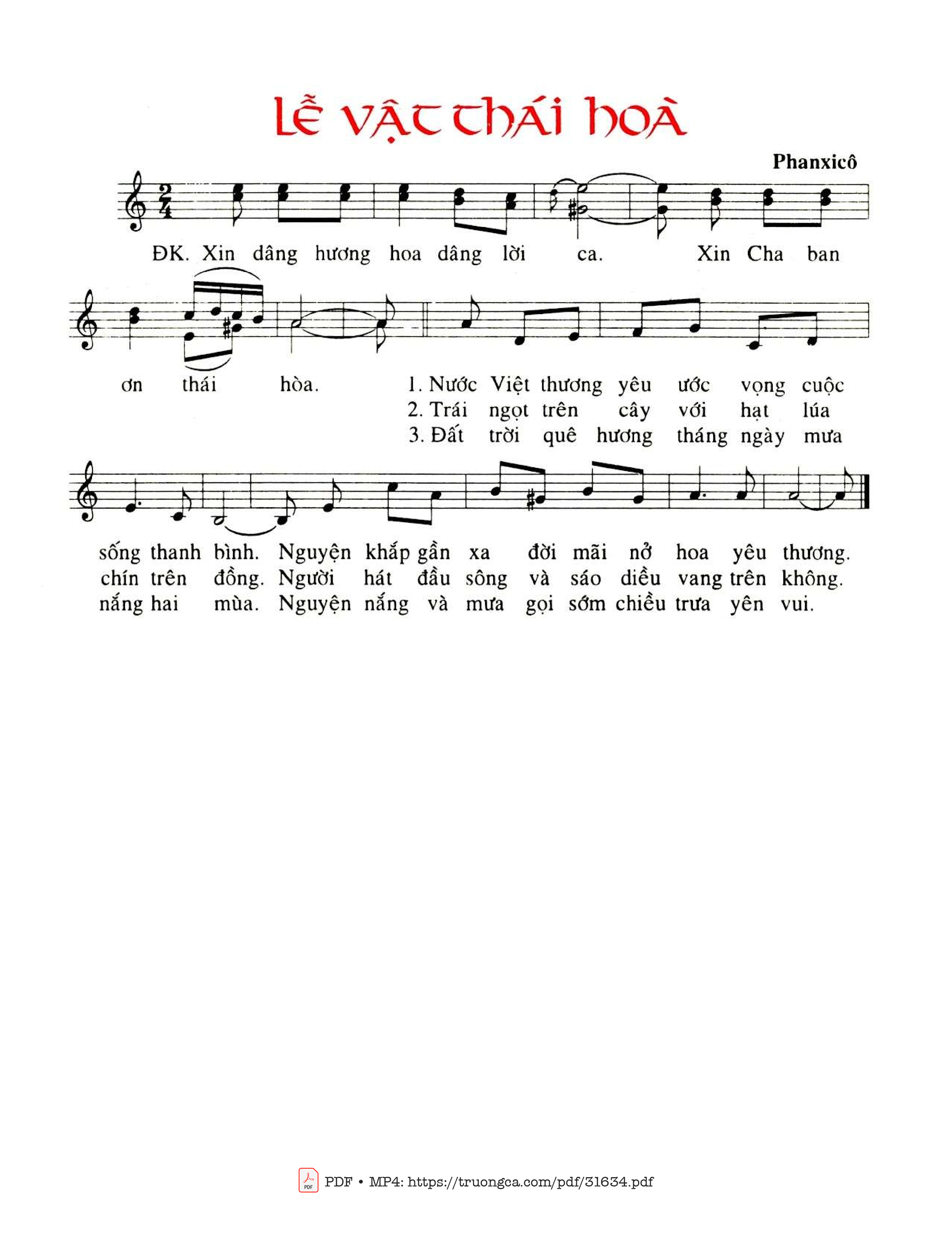 Sheet PDF of Lễ Vật Thái Hòa