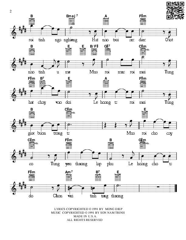 Page 2 of Sheet music PDF Lệ hoang - Trịnh Nam Sơn