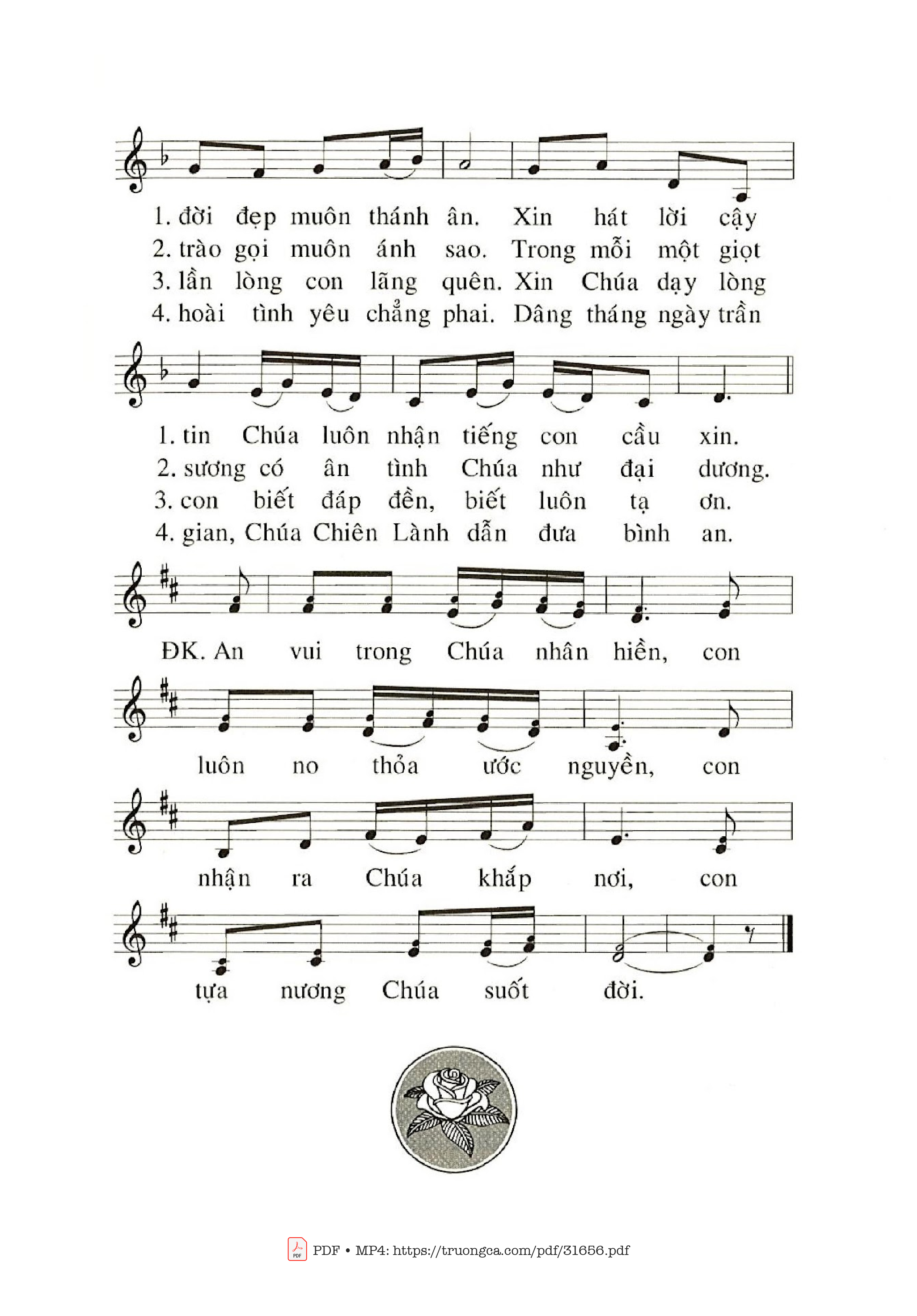 Page 2 of Sheet music PDF Bài Ca Tạ Ơn - Phanxico