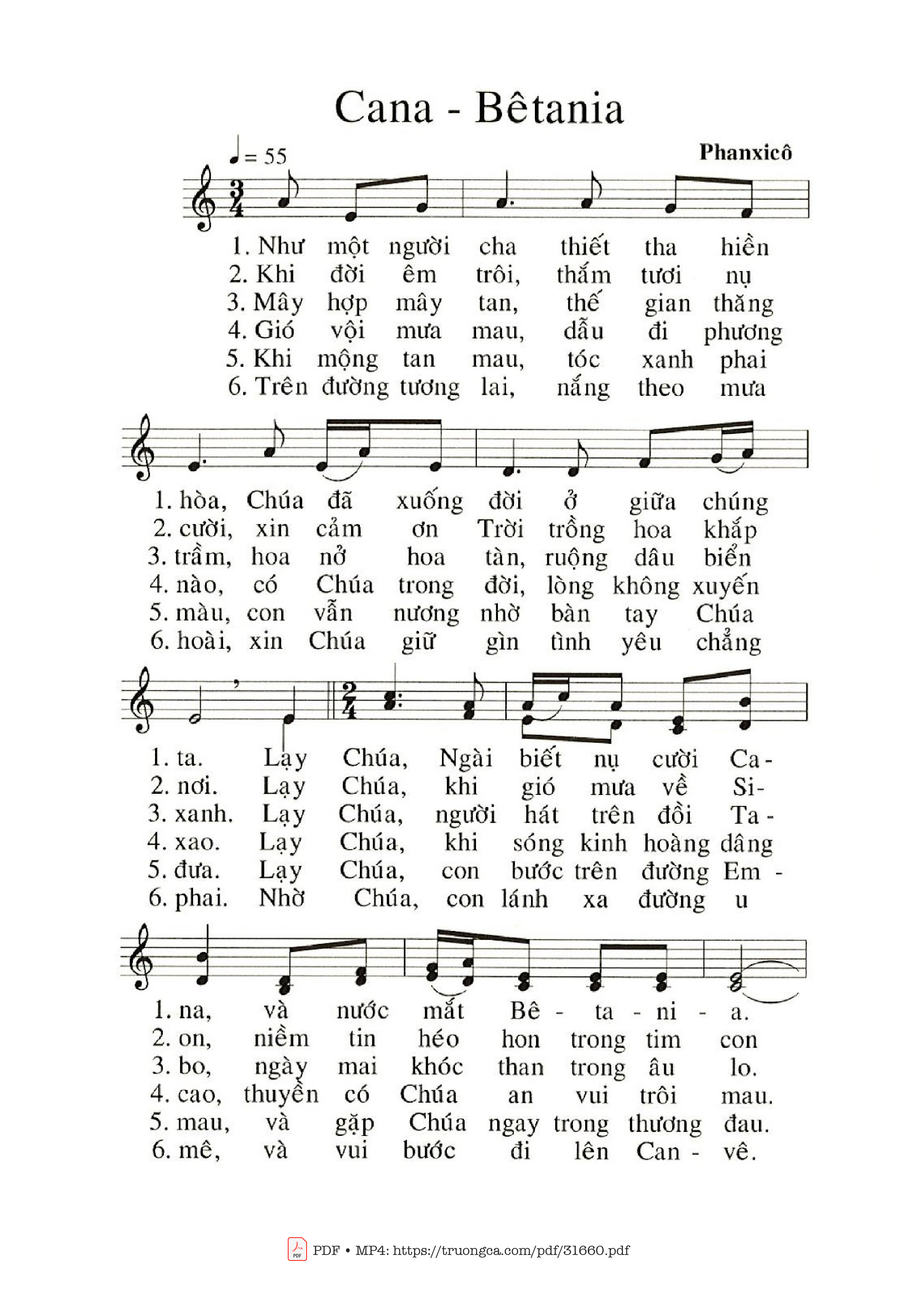 Sheet PDF of Cana – Bêtania