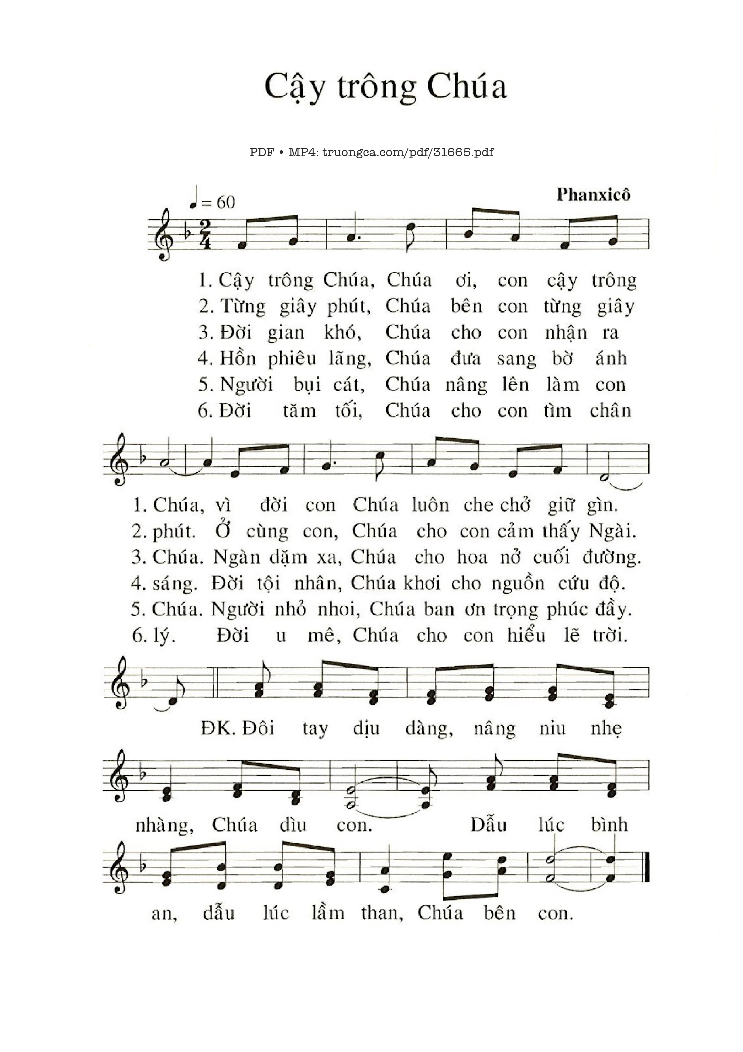 Sheet PDF of Cậy Trông Chúa