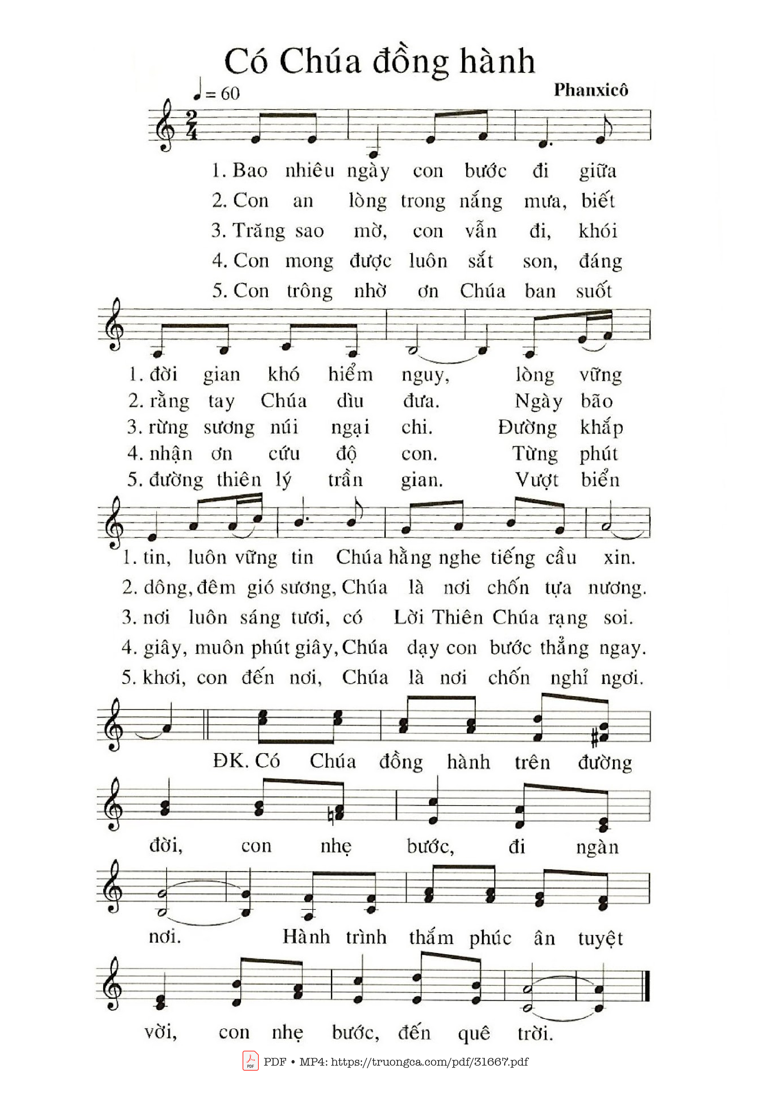Page 1 of Sheet music PDF Có Chúa Đồng Hành - Phanxico