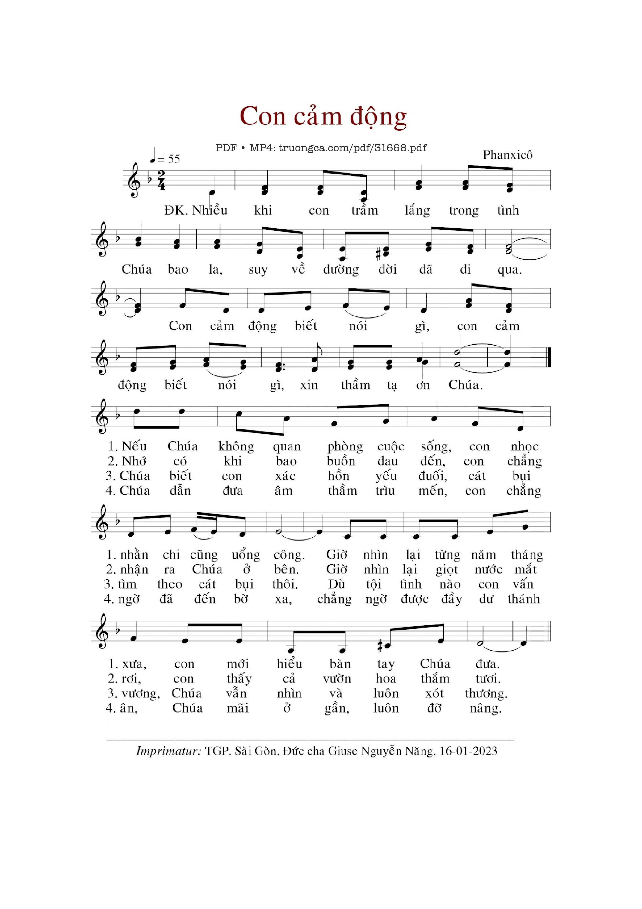 Sheet PDF of Con Cảm Động