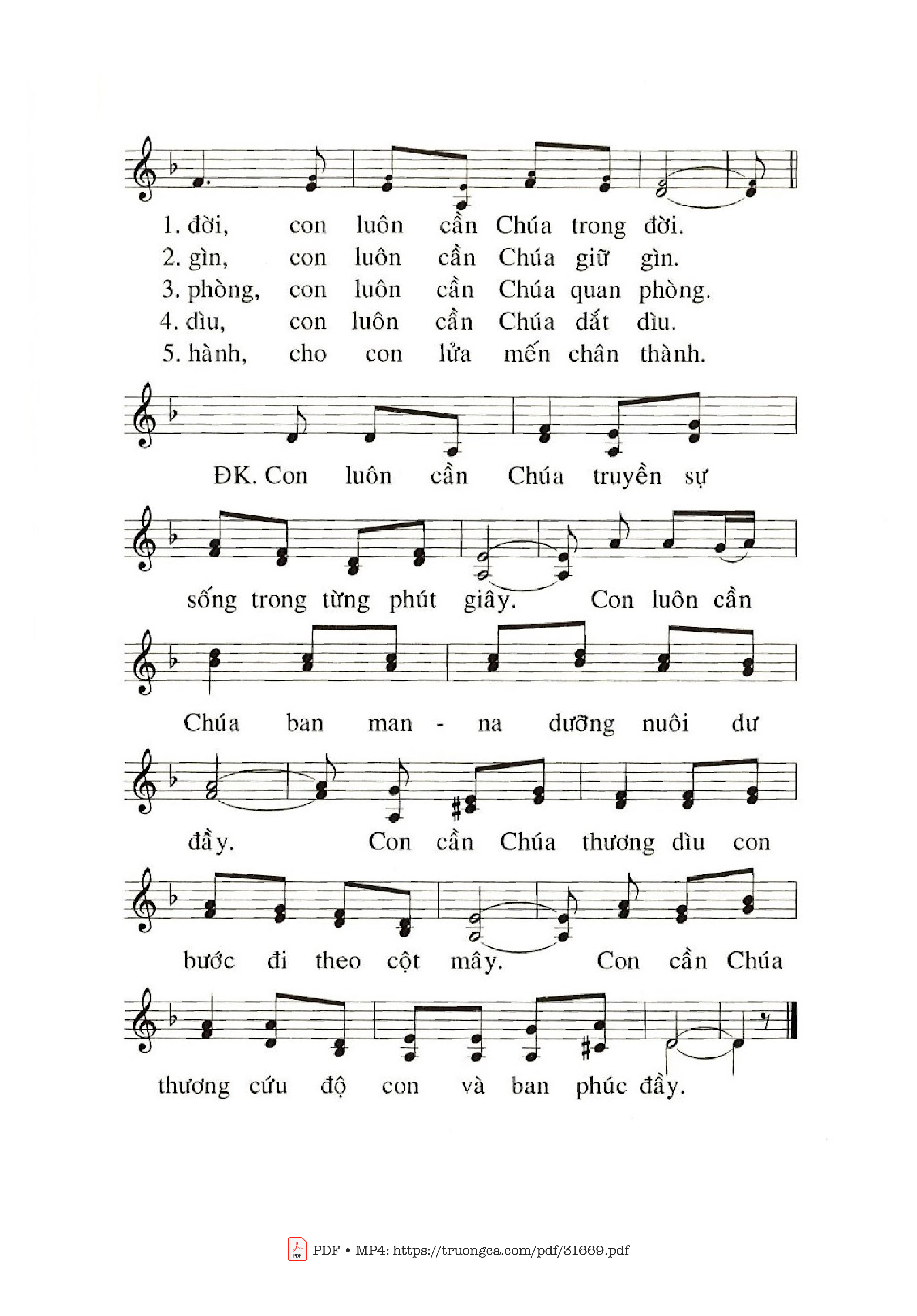 Page 2 of Sheet music PDF Con Cần Chúa Trong Đời - Phanxico