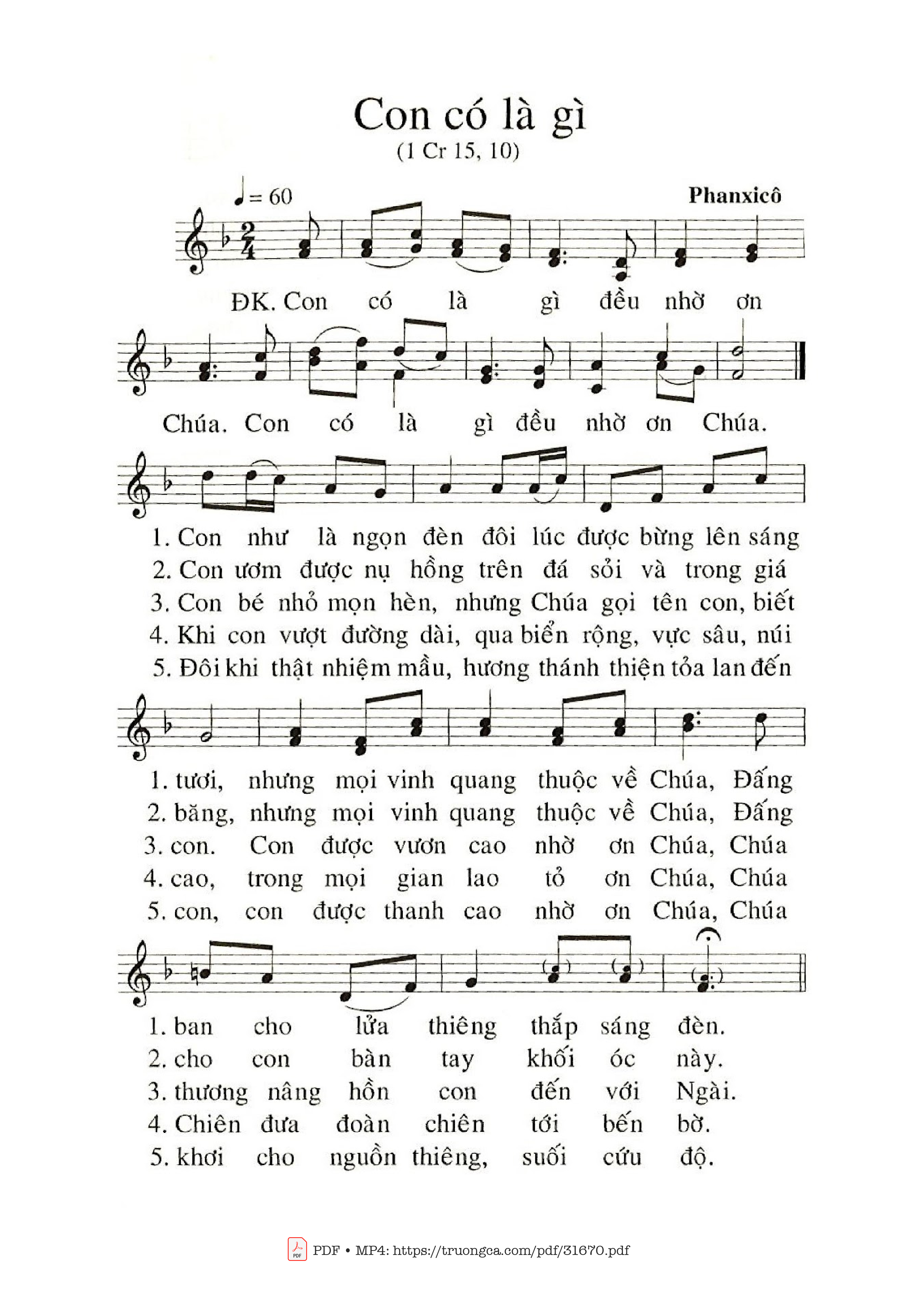 Page 1 of Sheet music PDF Con Có Là Gì - Phanxico