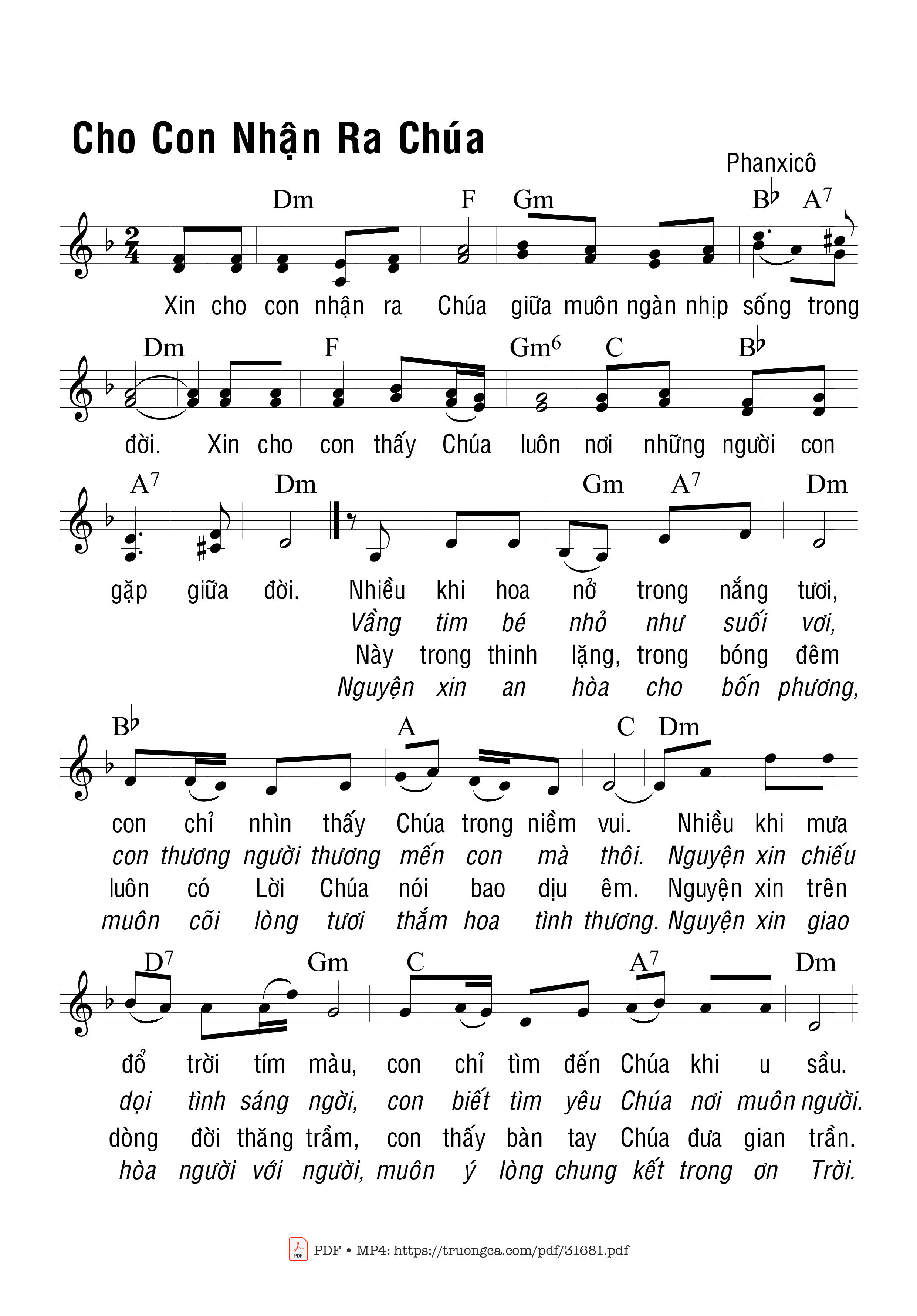 Page 4 of Sheet music PDF Cho Con Nhận Ra Chúa - Phanxico