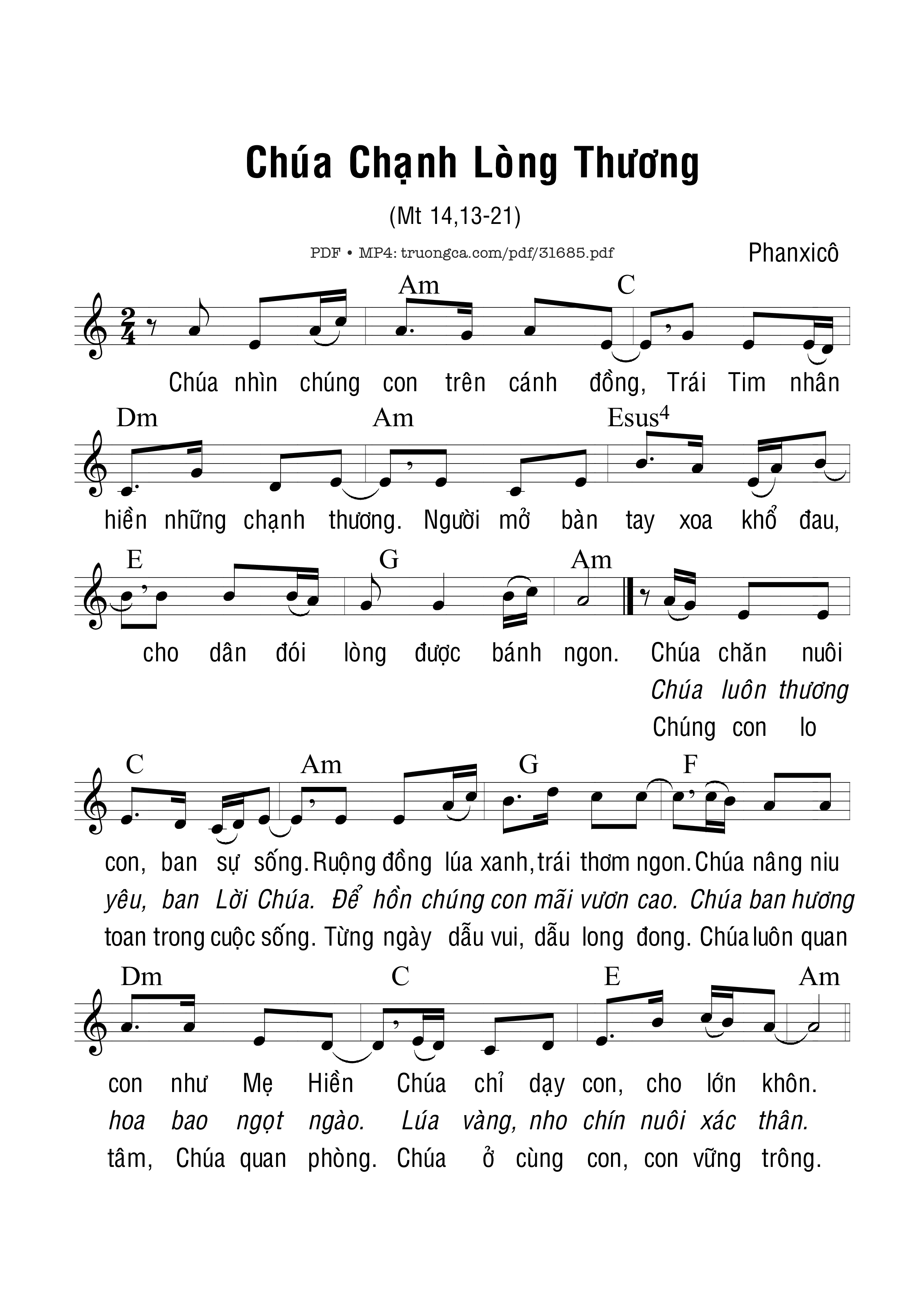 Sheet PDF of Chúa Chạnh Lòng Thương