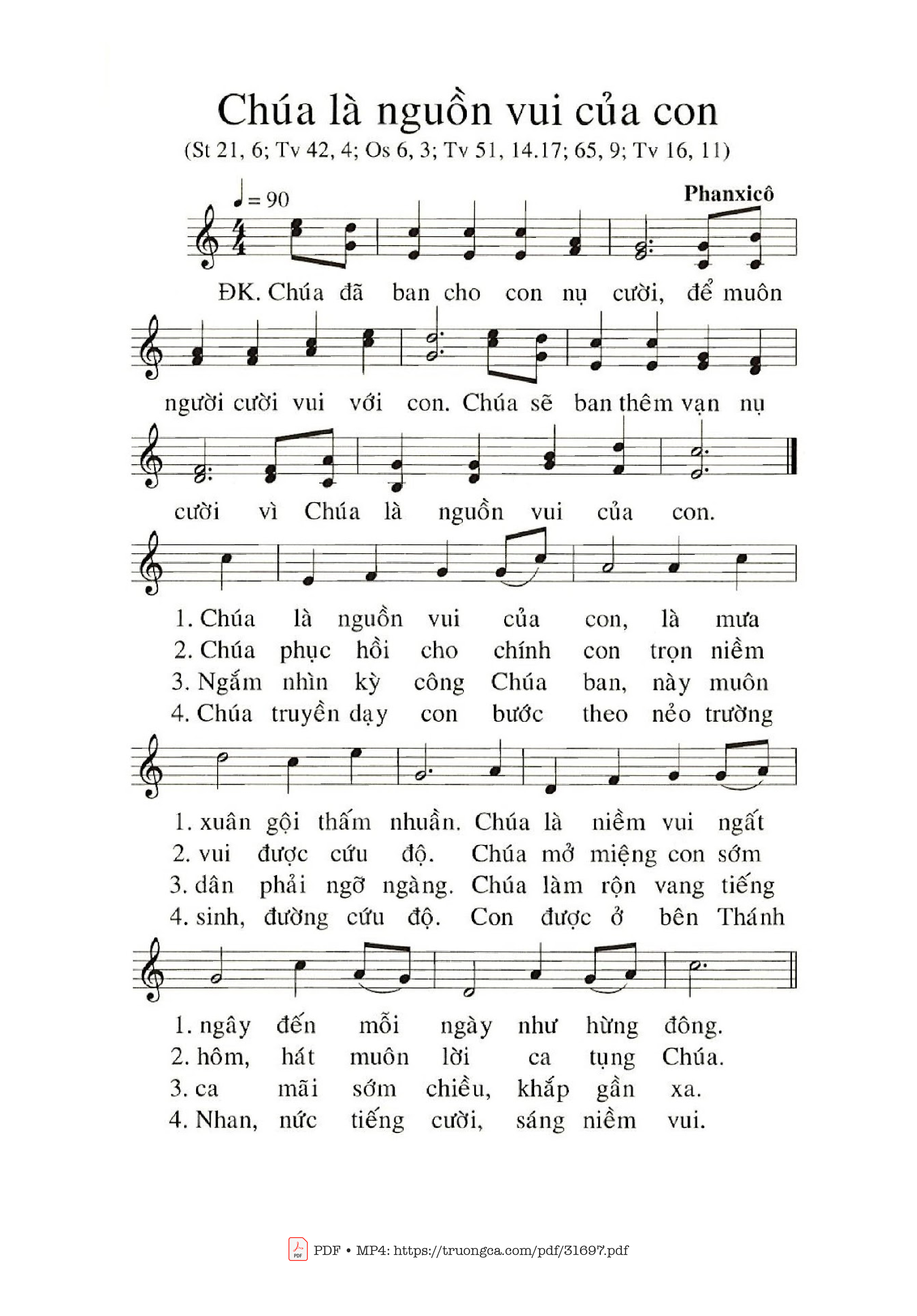 Sheet PDF of Chúa Là Nguồn Vui Của Con