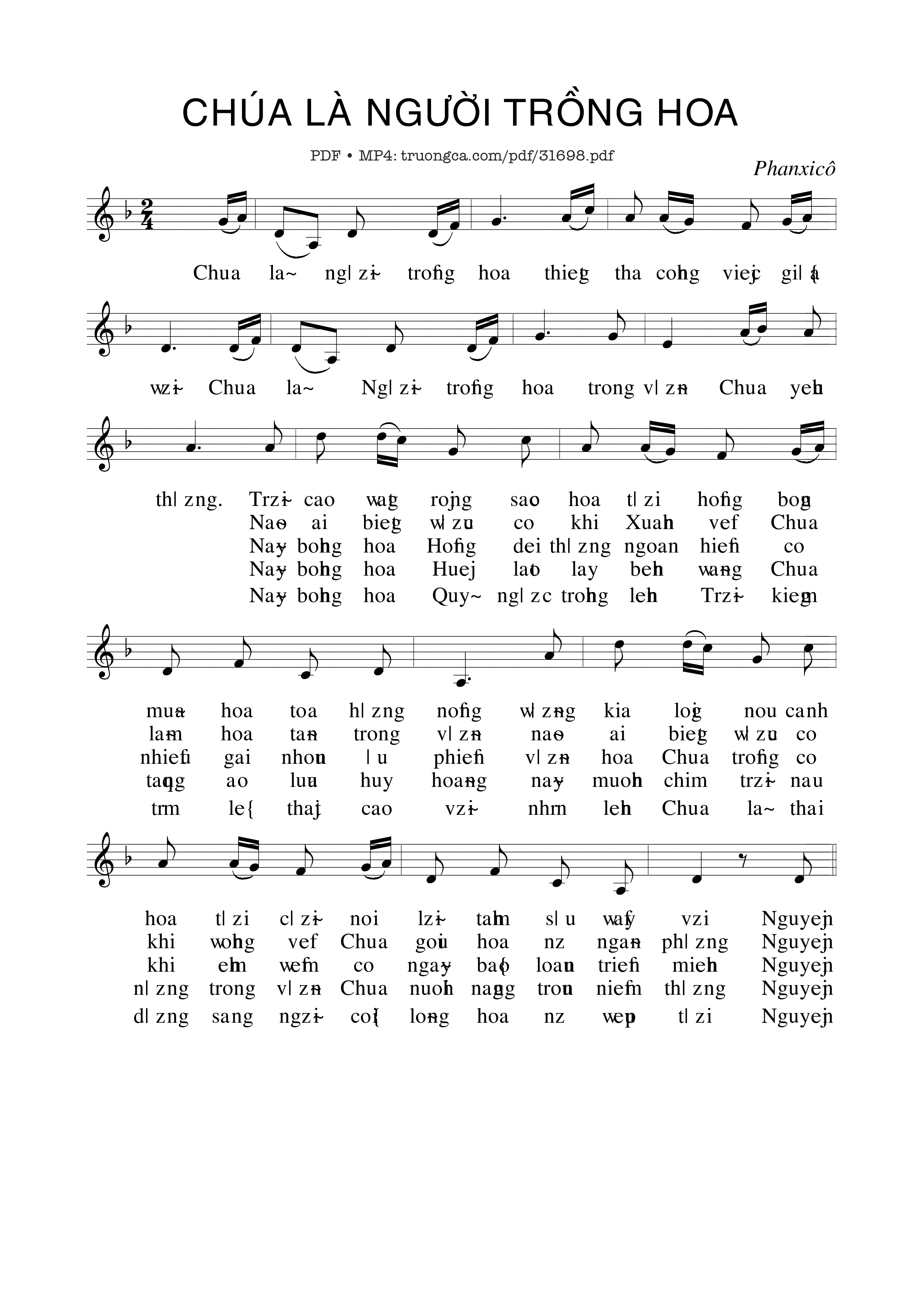 Page 1 of Sheet music PDF Chúa Là Người Trồng Hoa - Phanxico