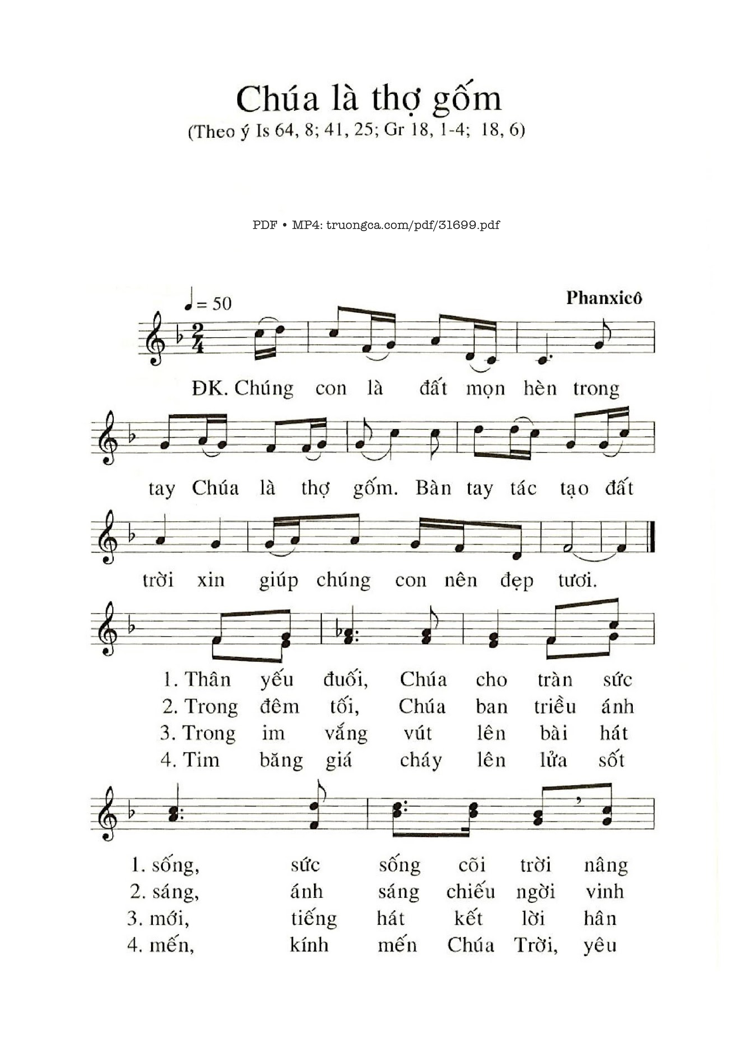 Sheet PDF of Chúa Là Thợ Gốm