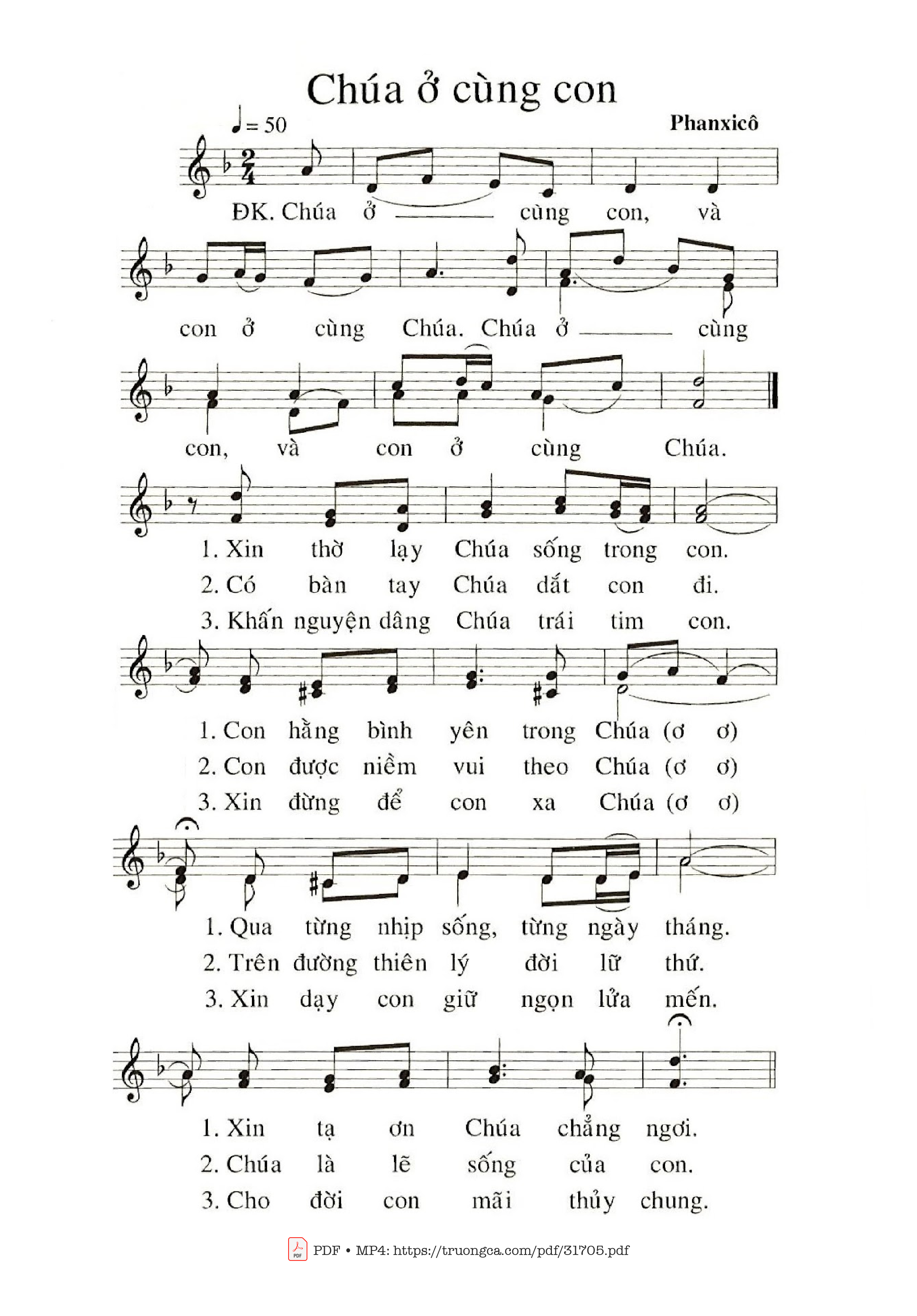Page 1 of Sheet music PDF Chúa Ở Cùng Con - Phanxico