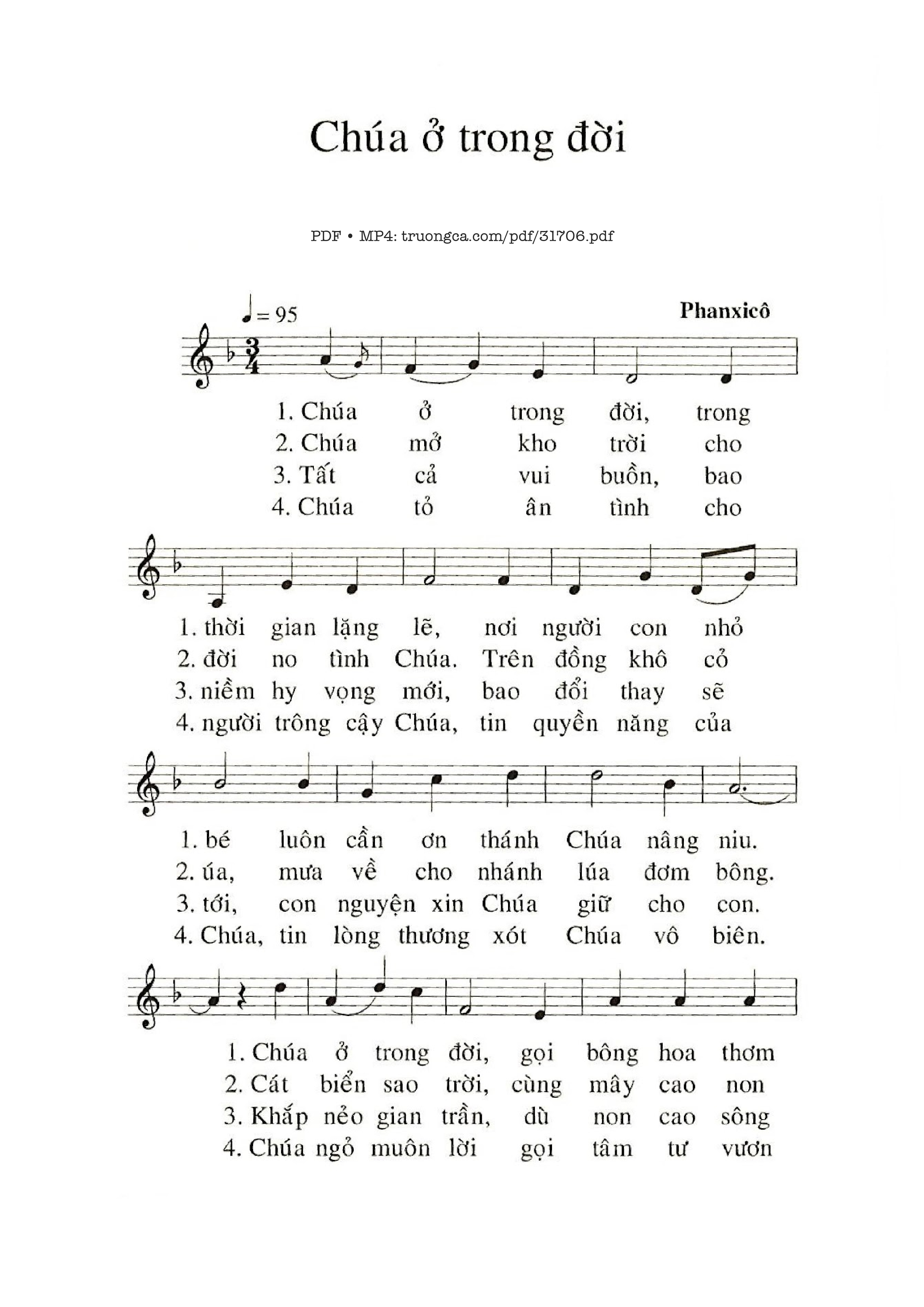 Page 1 of Sheet music PDF Chúa Ở Trong Đời - Phanxico