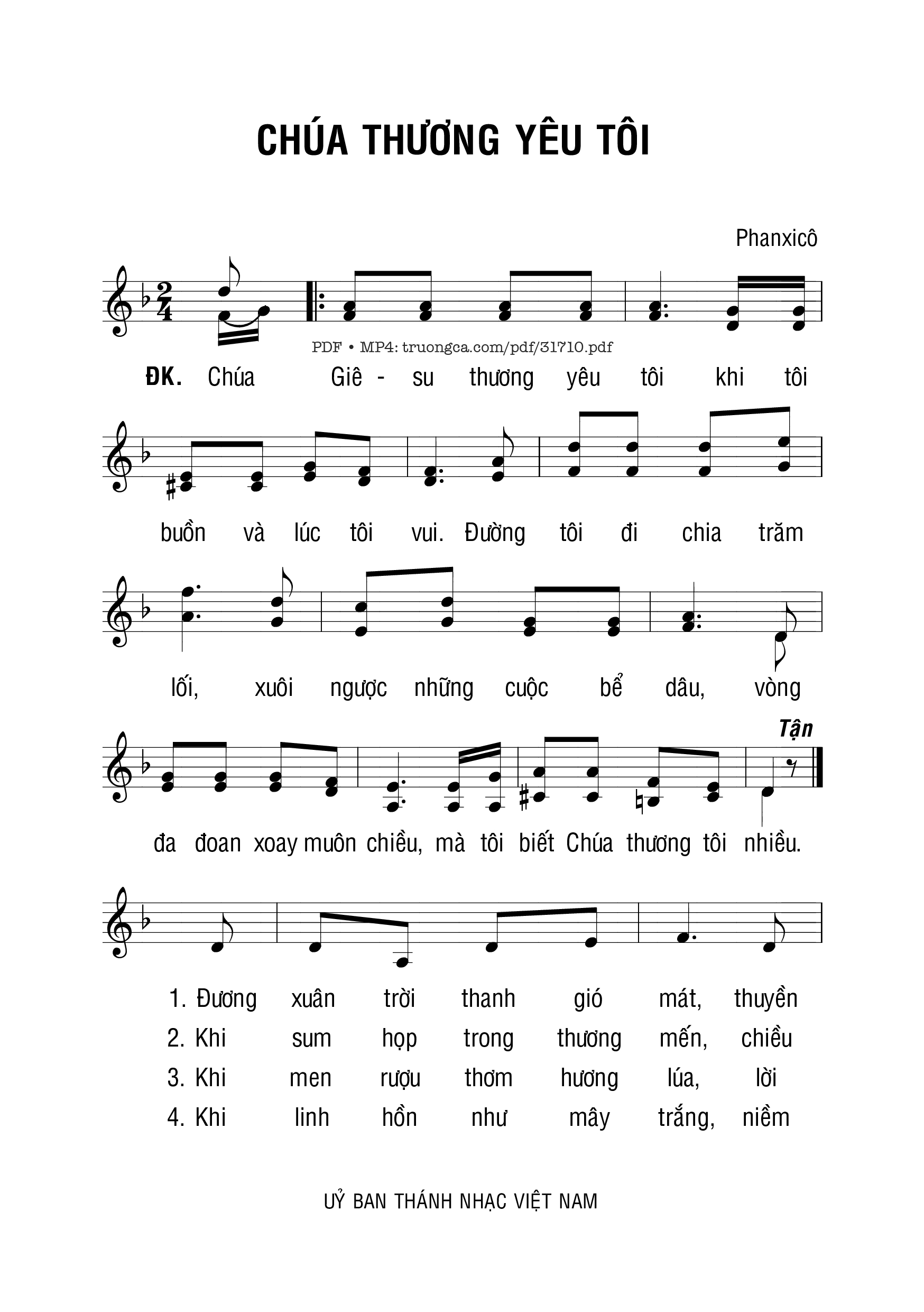 Page 1 of Sheet music PDF Chúa Thương Yêu Tôi - Phanxico