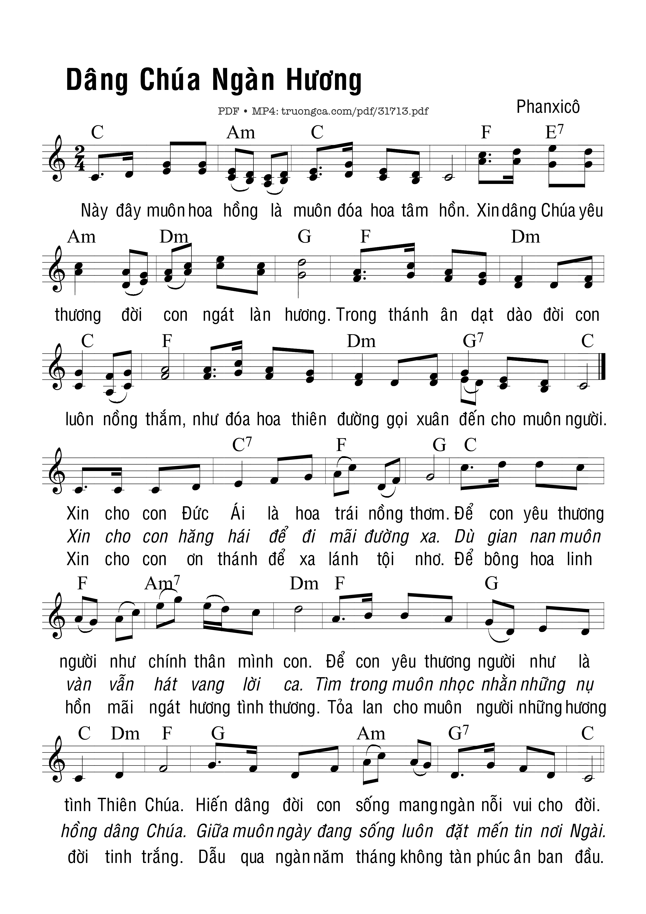 Page 1 of Sheet music PDF Dâng Chúa Ngàn Hương - Phanxico