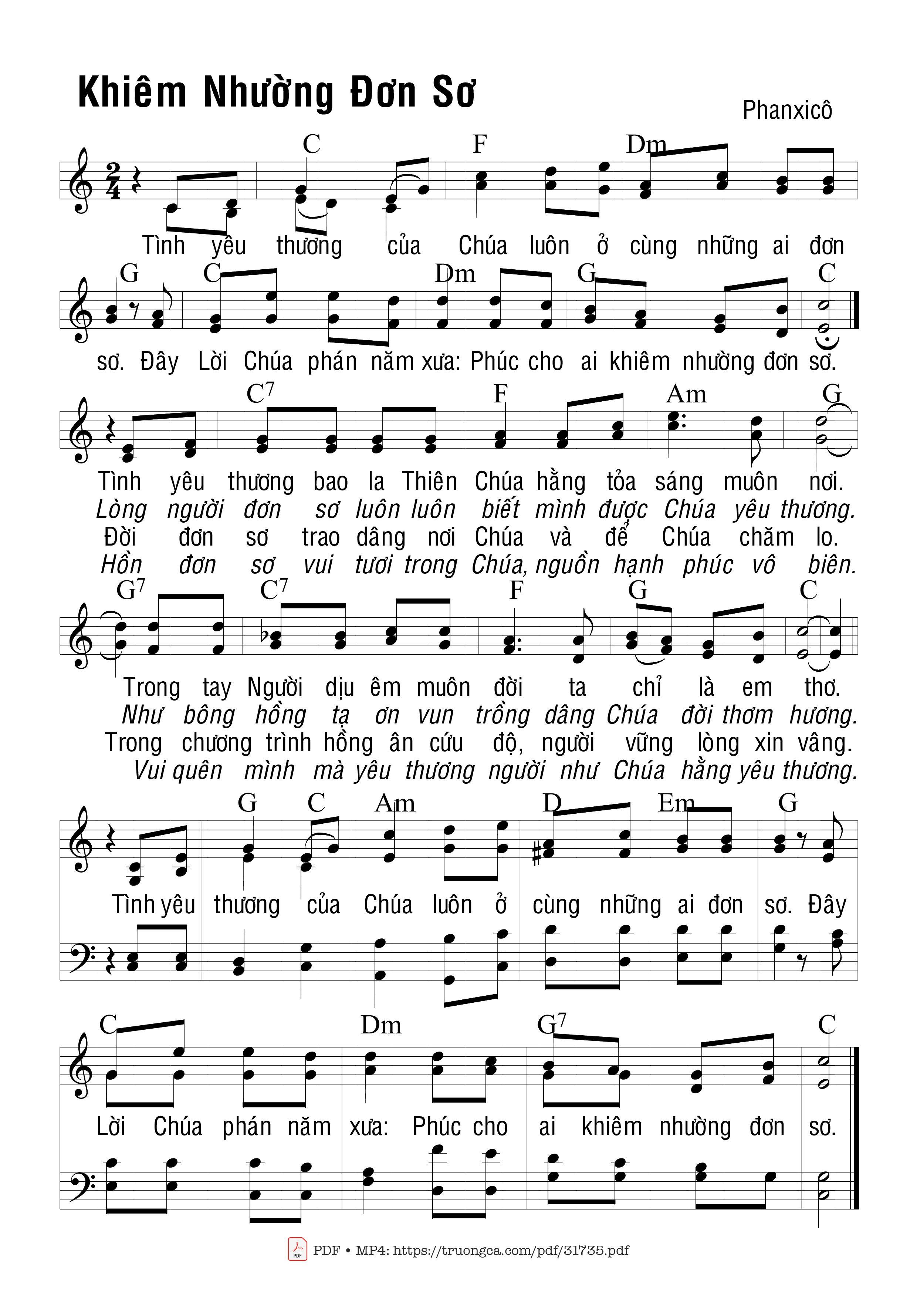 Page 3 of Sheet music PDF Khiêm Nhường Đơn Sơ - Phanxico