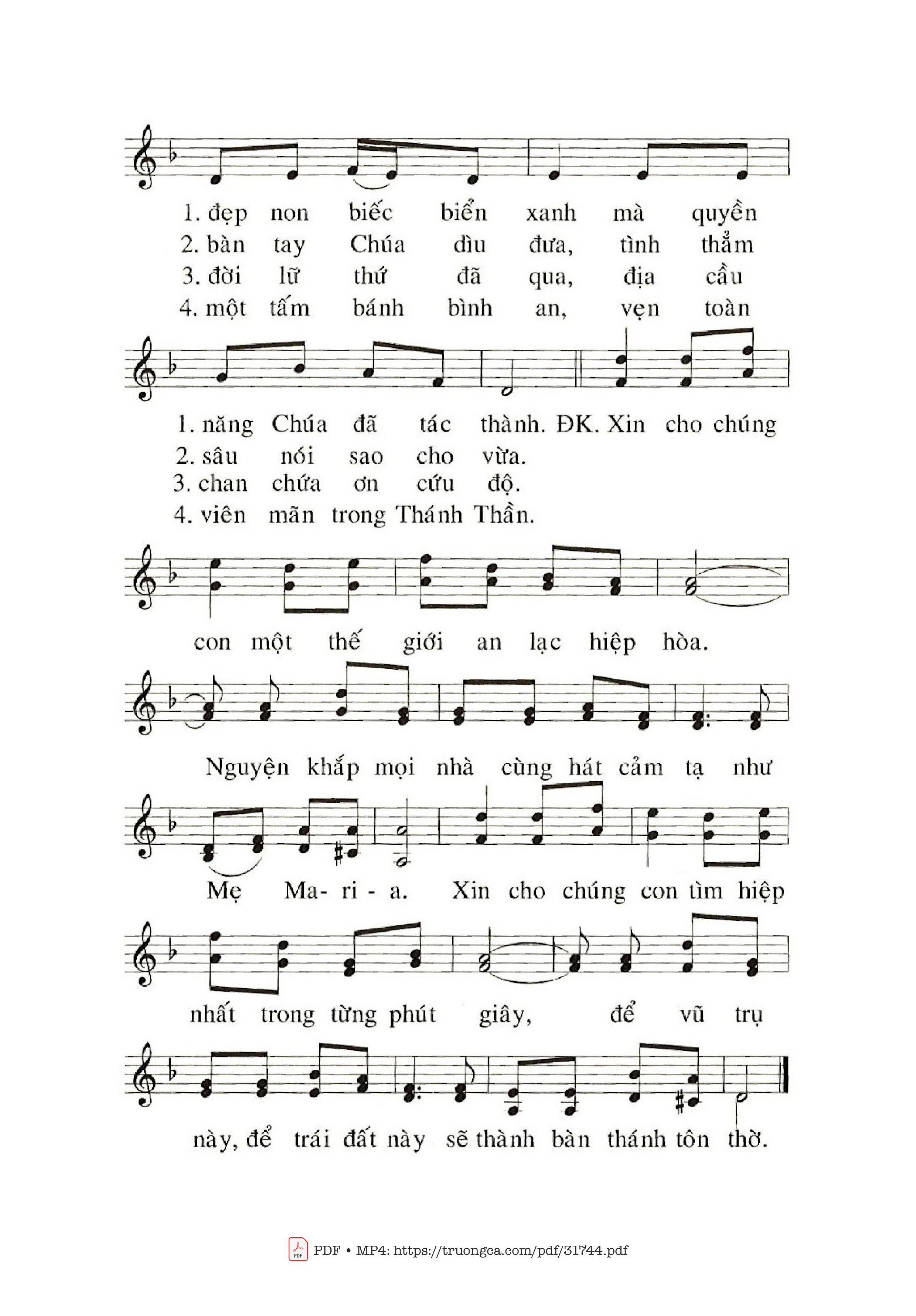 Page 2 of Sheet music PDF Lời Nguyện Trong Trái Đất Này - Phanxico