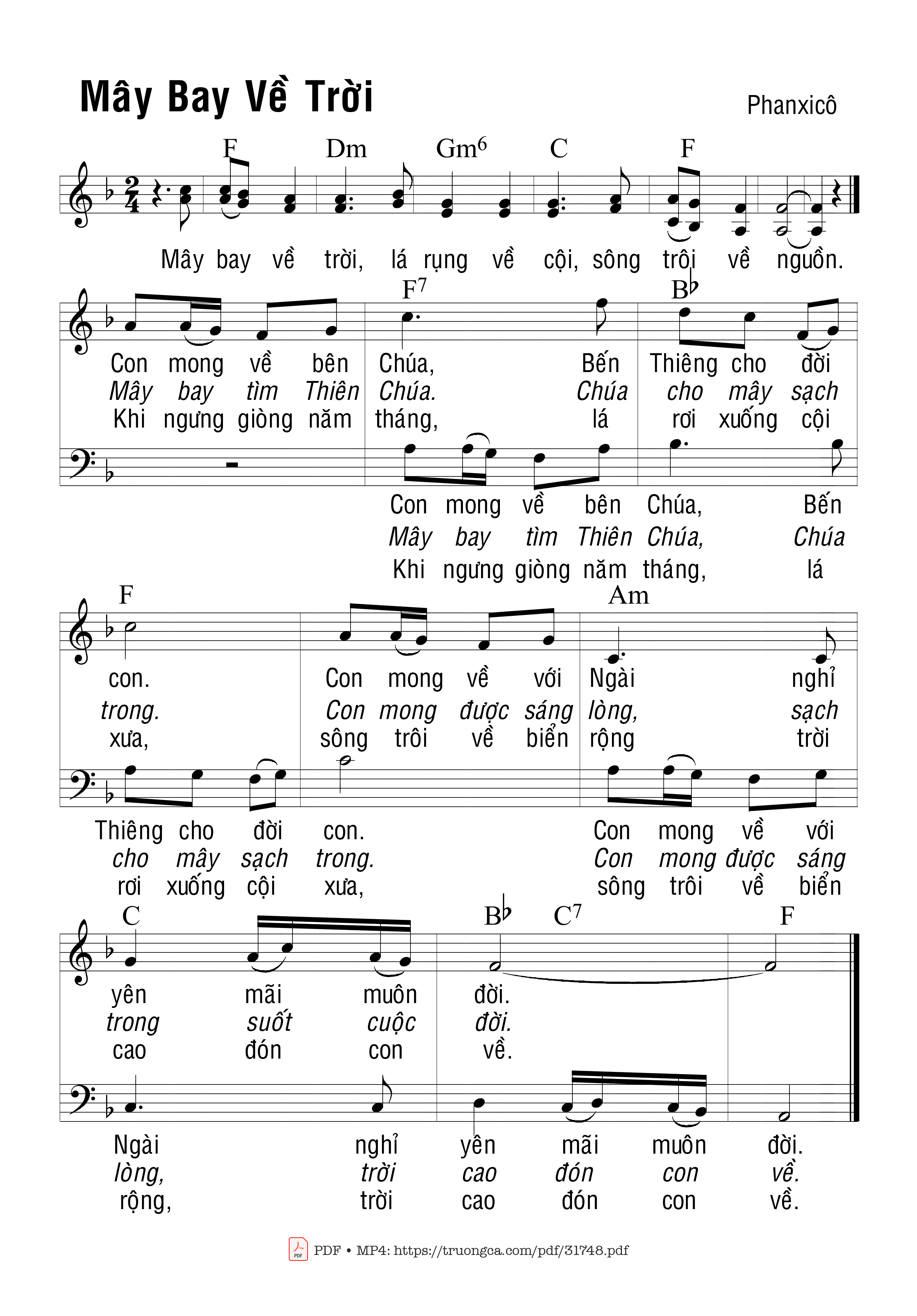 Sheet PDF of Mây Bay Về Trời