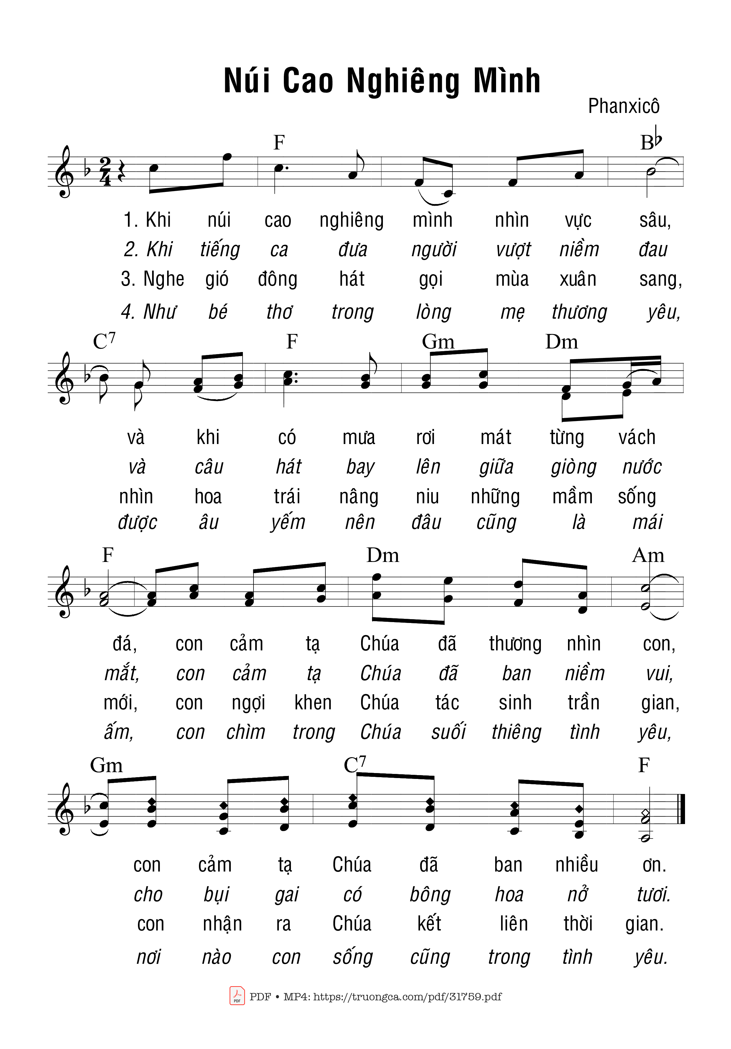 Sheet PDF of Núi Cao Nghiêng Mình