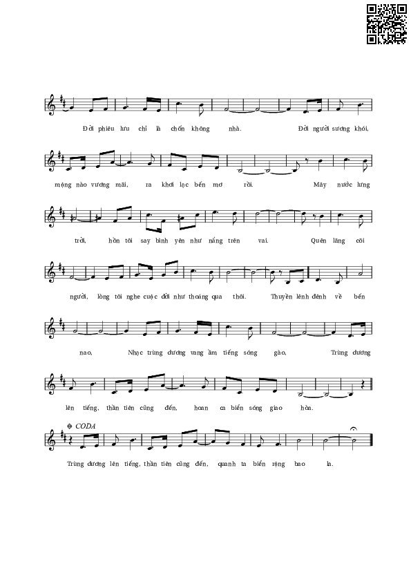 Page 2 of Sheet music PDF Lênh đênh - Lê Vân Tú