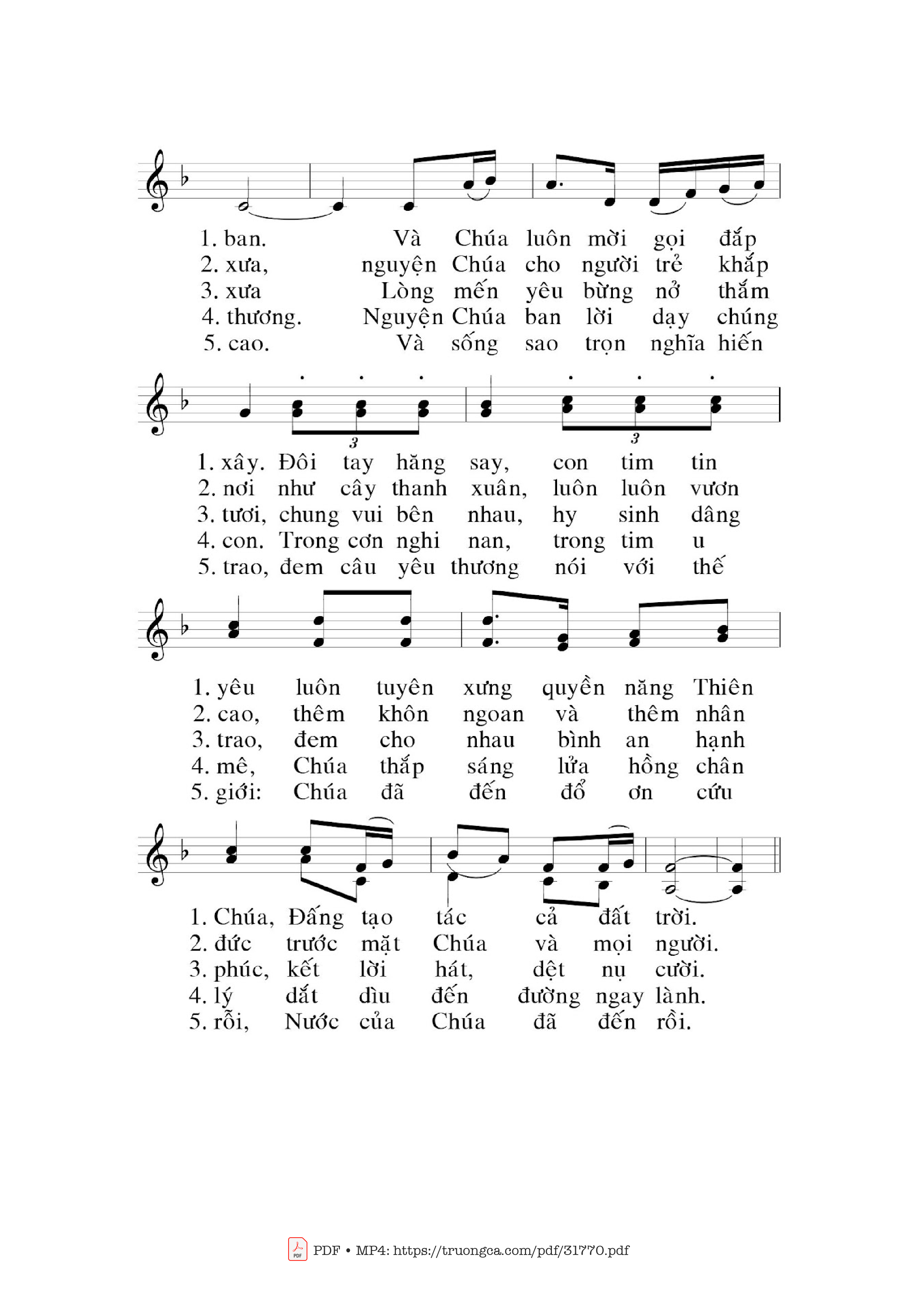 Page 2 of Sheet music PDF Người Trẻ Nguyện Cầu - Phanxico