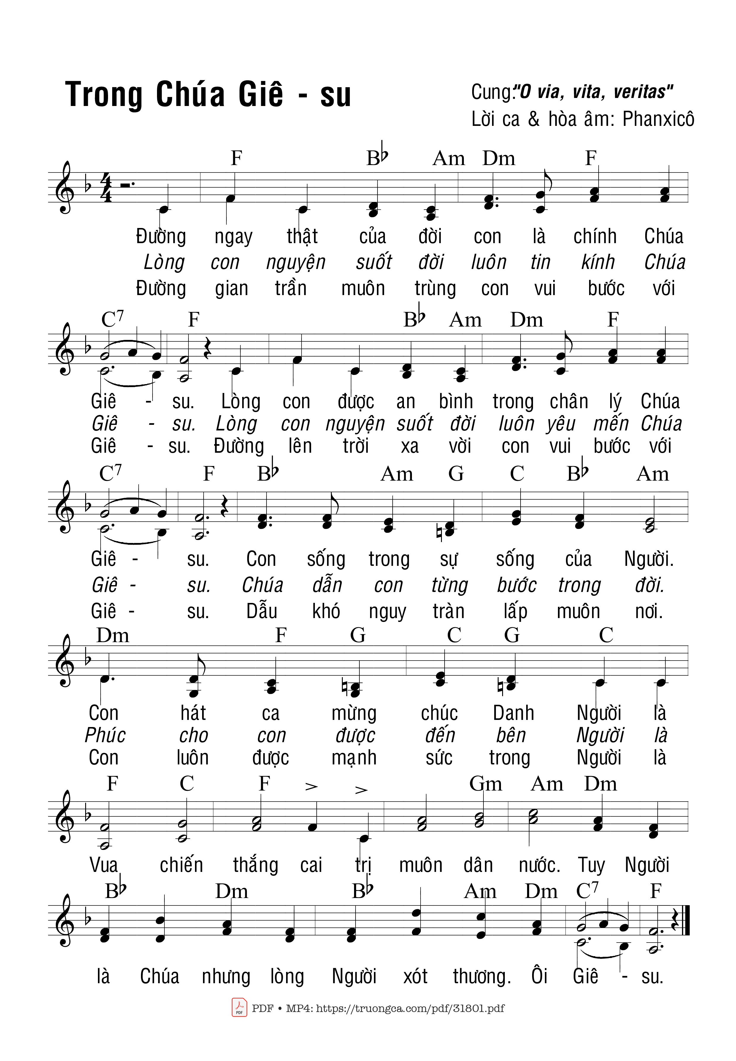 Sheet PDF of Trong Chúa Giêsu