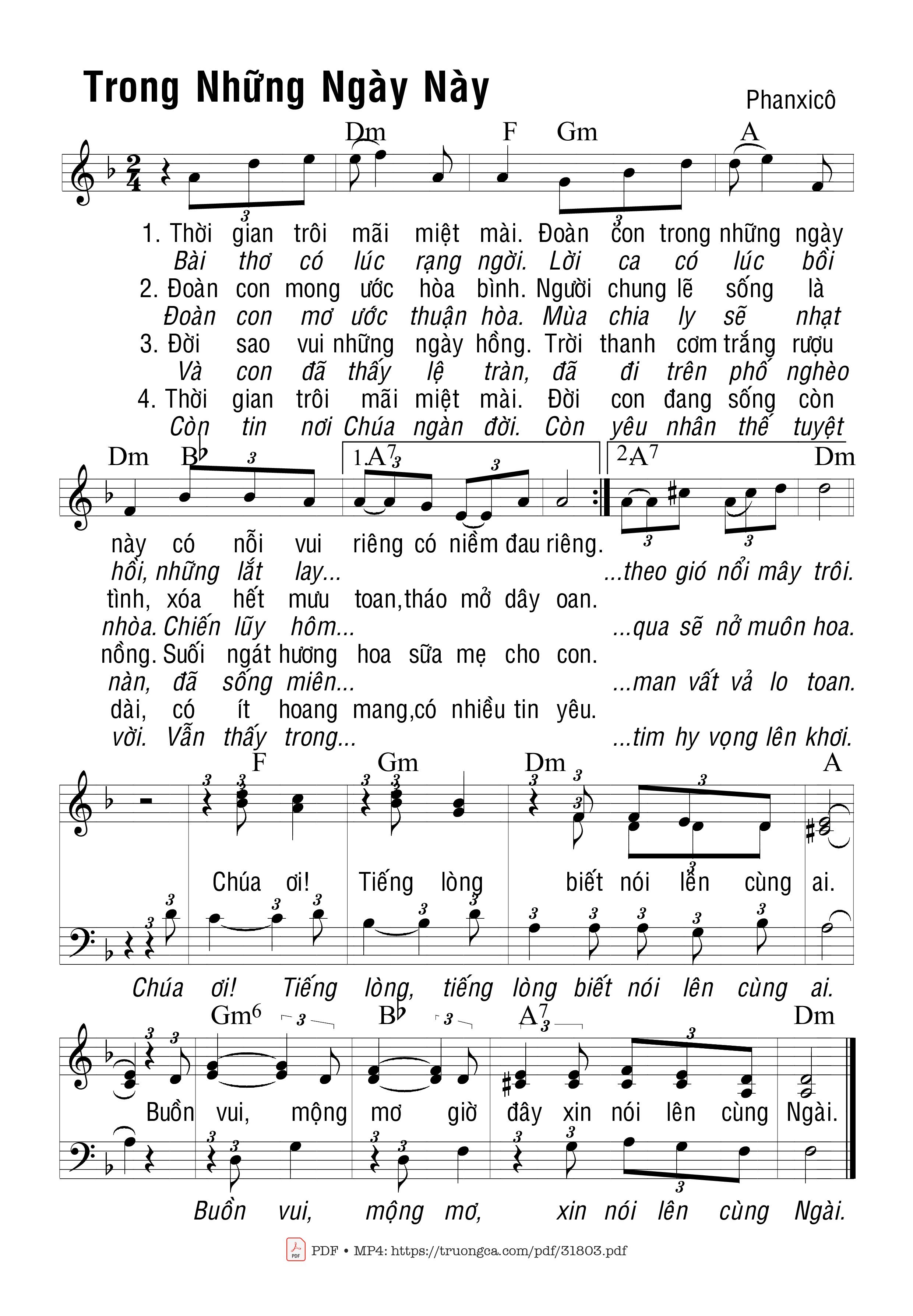 Sheet PDF of Trong Những Ngày Này