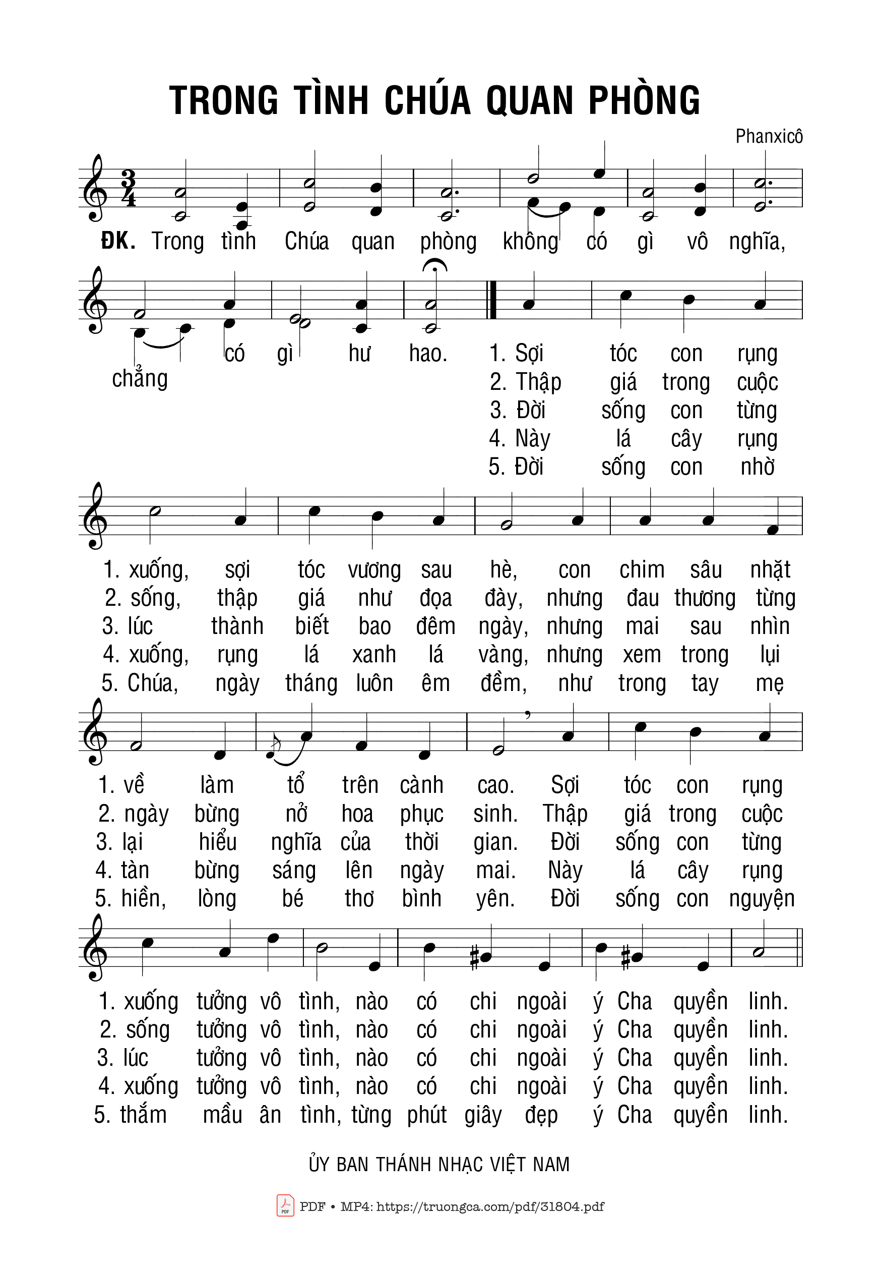 Sheet PDF of Trông Tình Chúa Quan Phòng