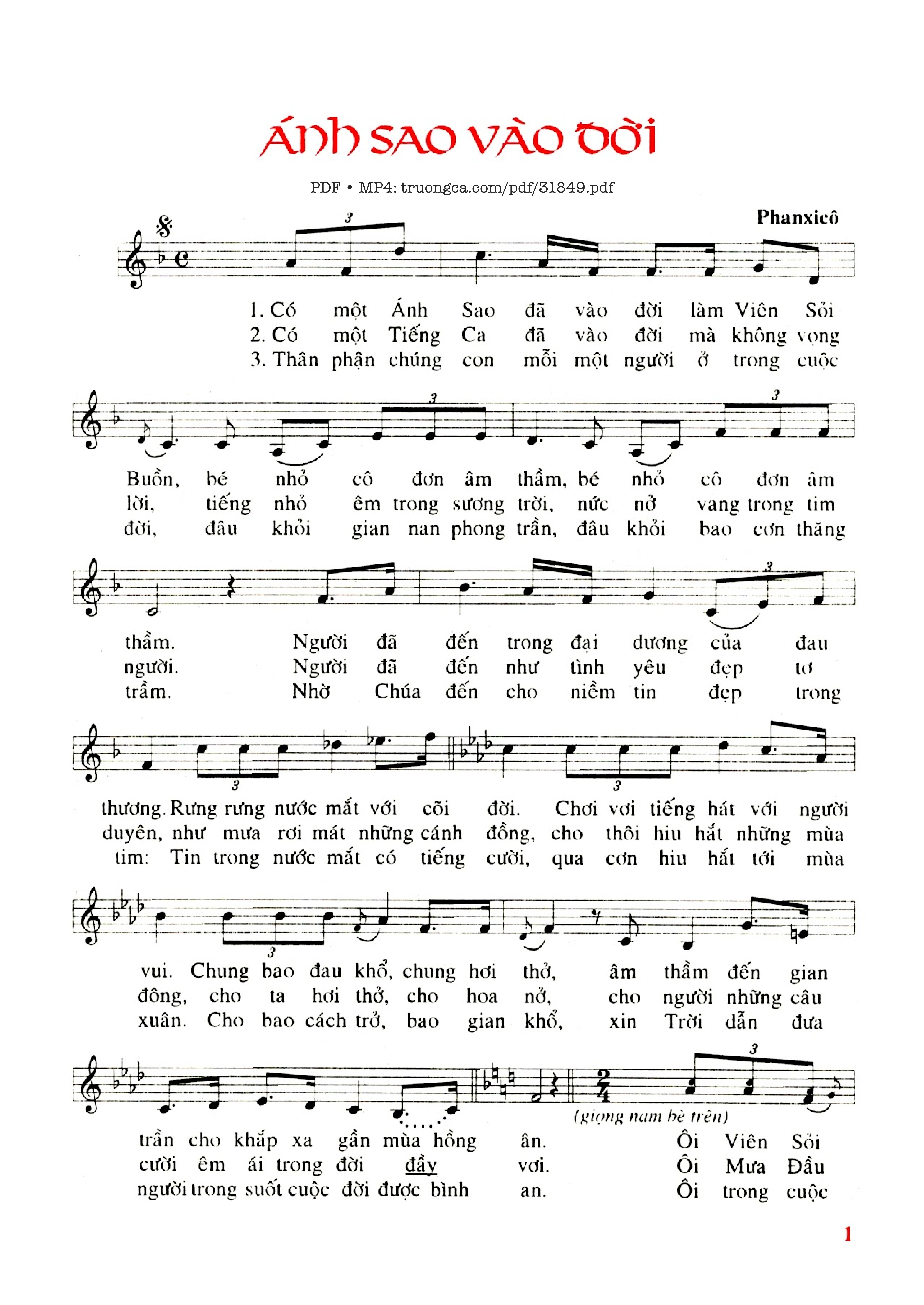 Sheet PDF of Ánh Sao Vào Đời