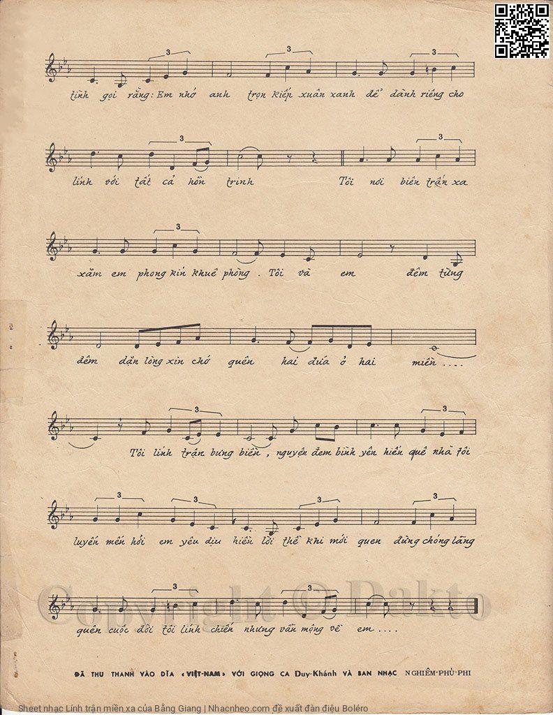 Page 3 of Sheet music PDF Lính trận miền xa - Bằng Giang