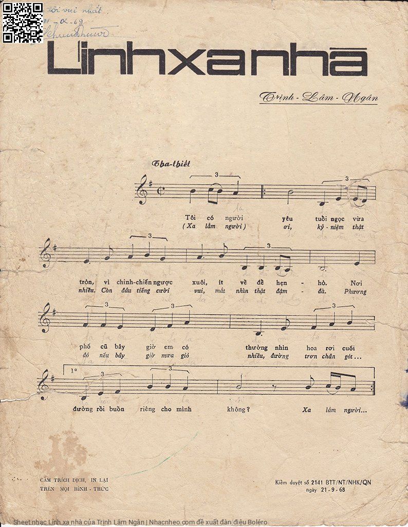 Page 2 of Sheet music PDF Lính xa nhà - Trịnh Lâm Ngân