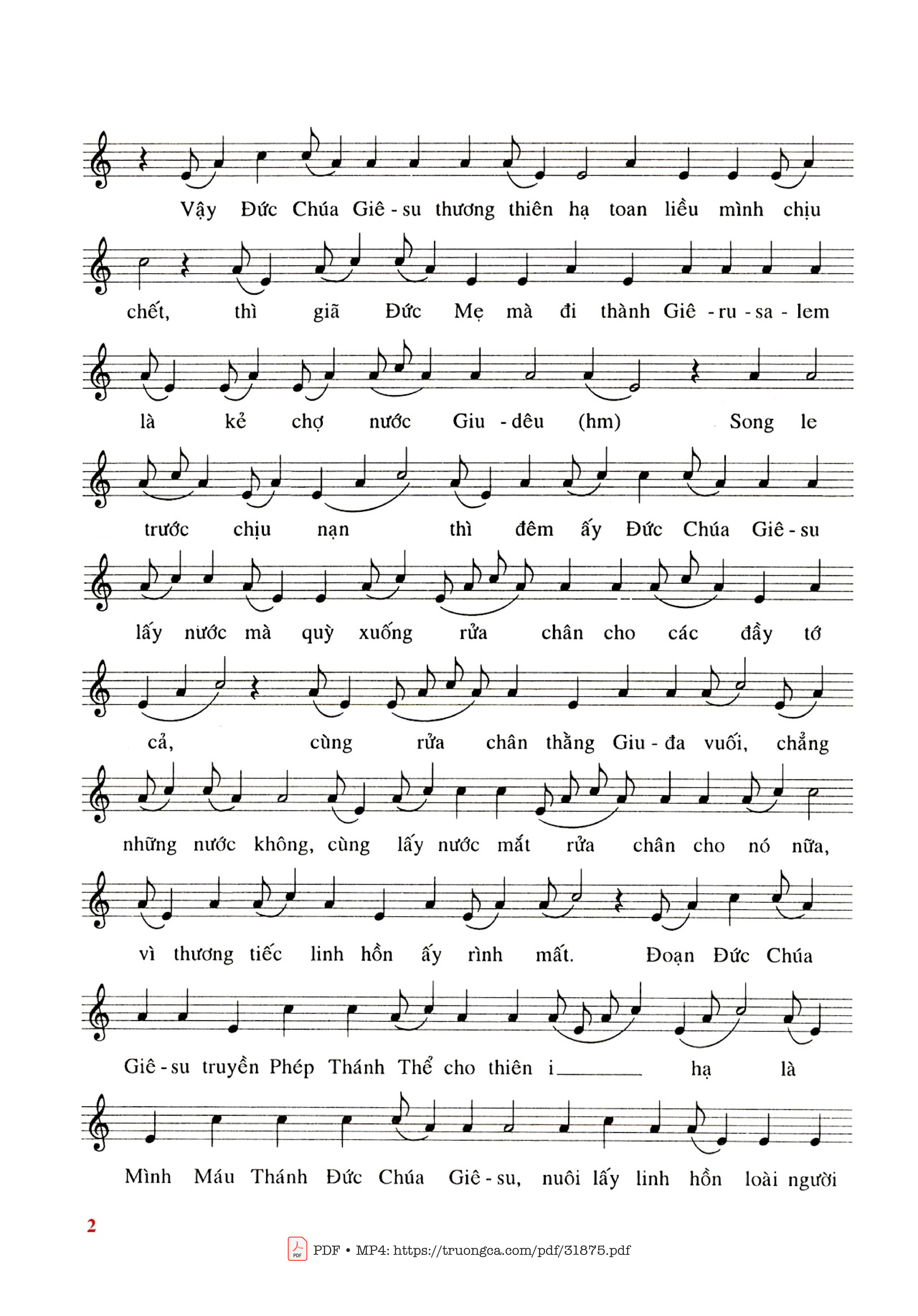 Page 2 of Sheet music PDF Ngắm Mười Lăm Sự Thương Khó Đức Chúa Giêsu - Phanxico
