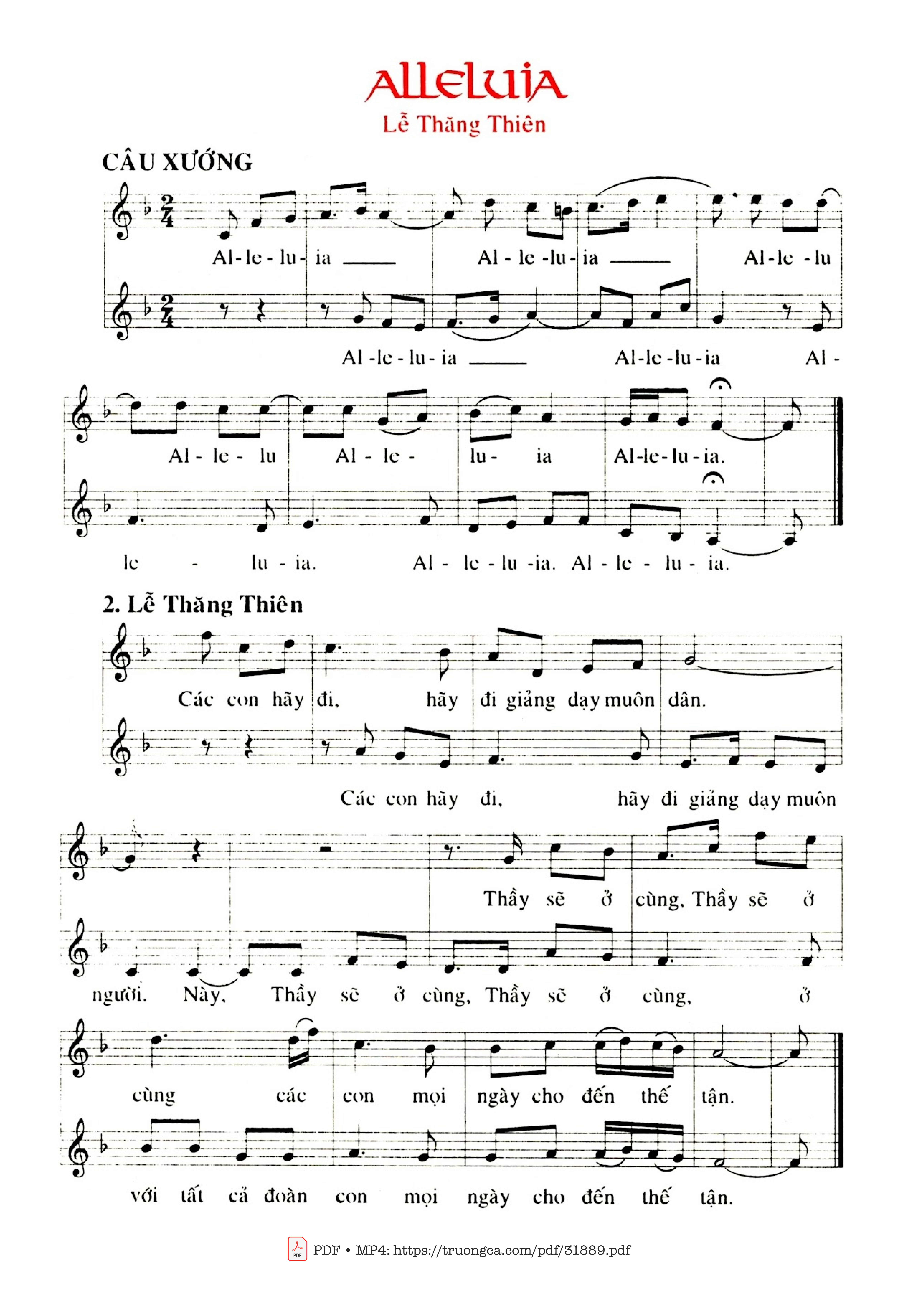 Page 2 of Sheet music PDF Alleluia - Phanxico