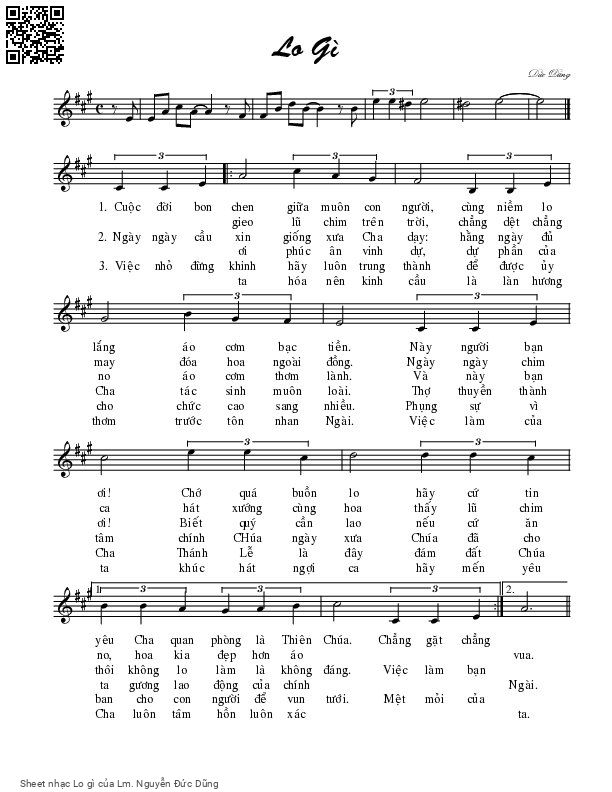 Sheet PDF of Lo gì - Lm. Nguyễn Đức Dũng
