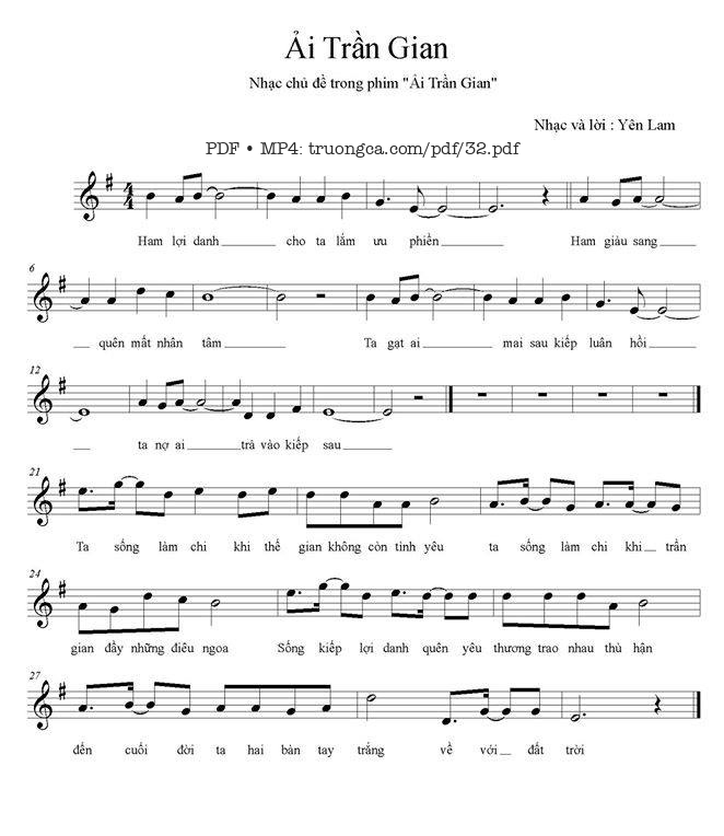 Sheet PDF of Ải trần gian