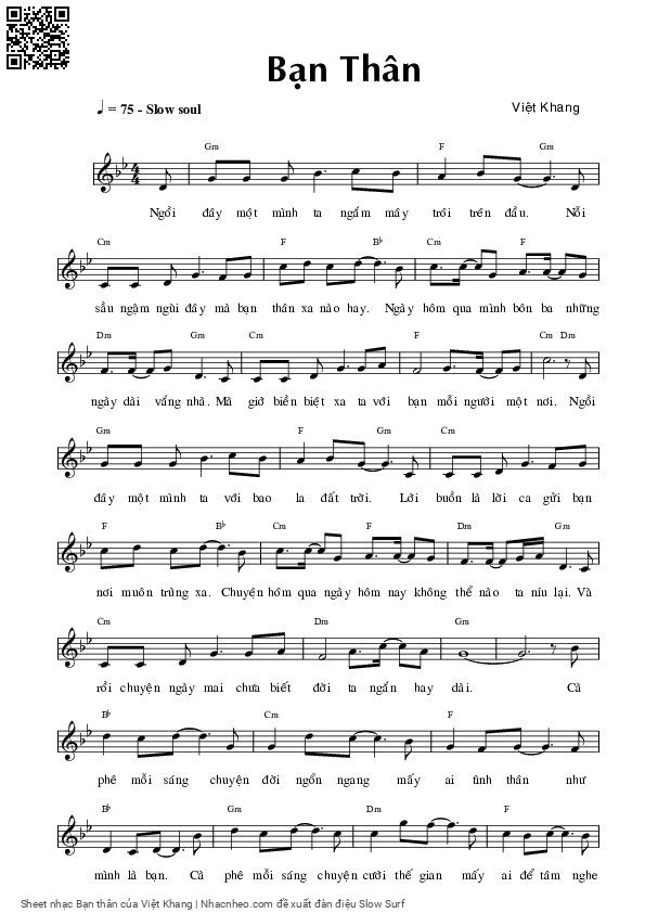 Page 1 of Sheet music PDF Bạn thân - Việt Khang