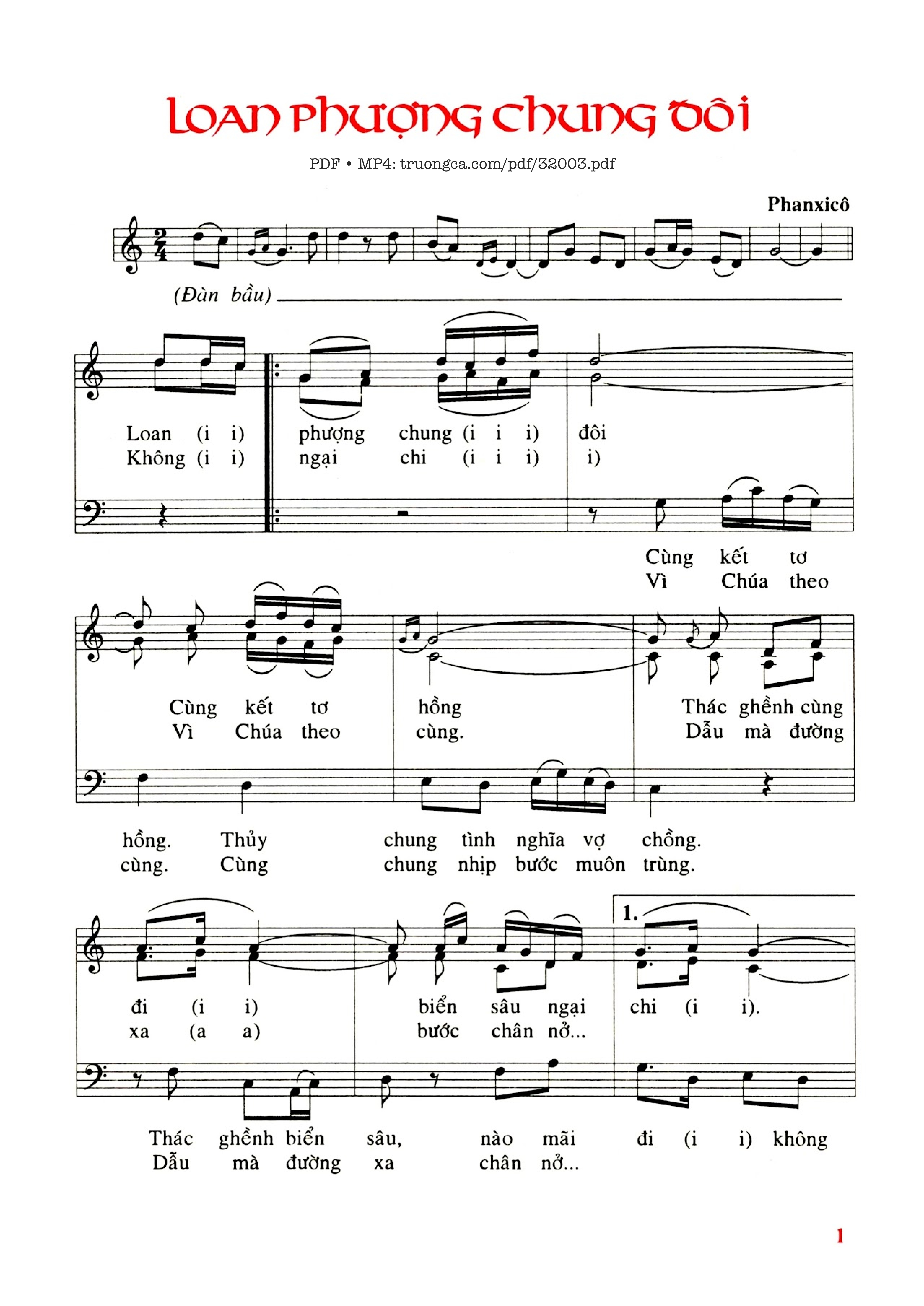 Page 1 of Sheet music PDF Loan Phượng Chung Đôi - Phanxico