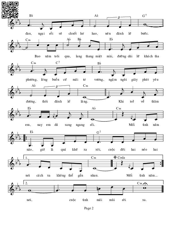 Page 2 of Sheet music PDF Lỡ yêu cung đàn - Đỗ Quang