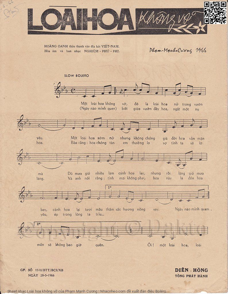 Page 2 of Sheet music PDF Loài hoa không vỡ - Phạm Mạnh Cương