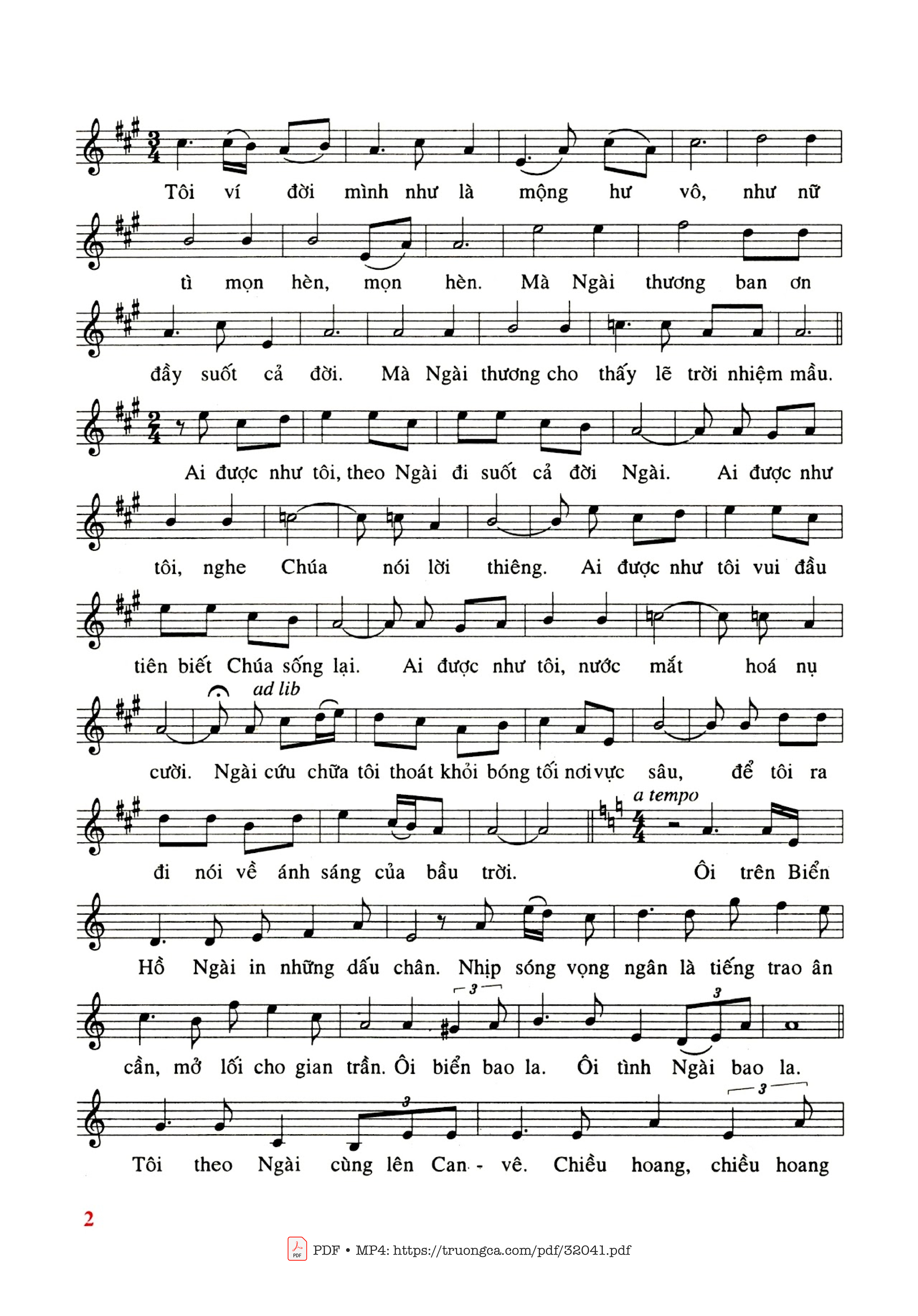 Page 2 of Sheet music PDF Bài Ca Mai Đệ Liên - Phanxico