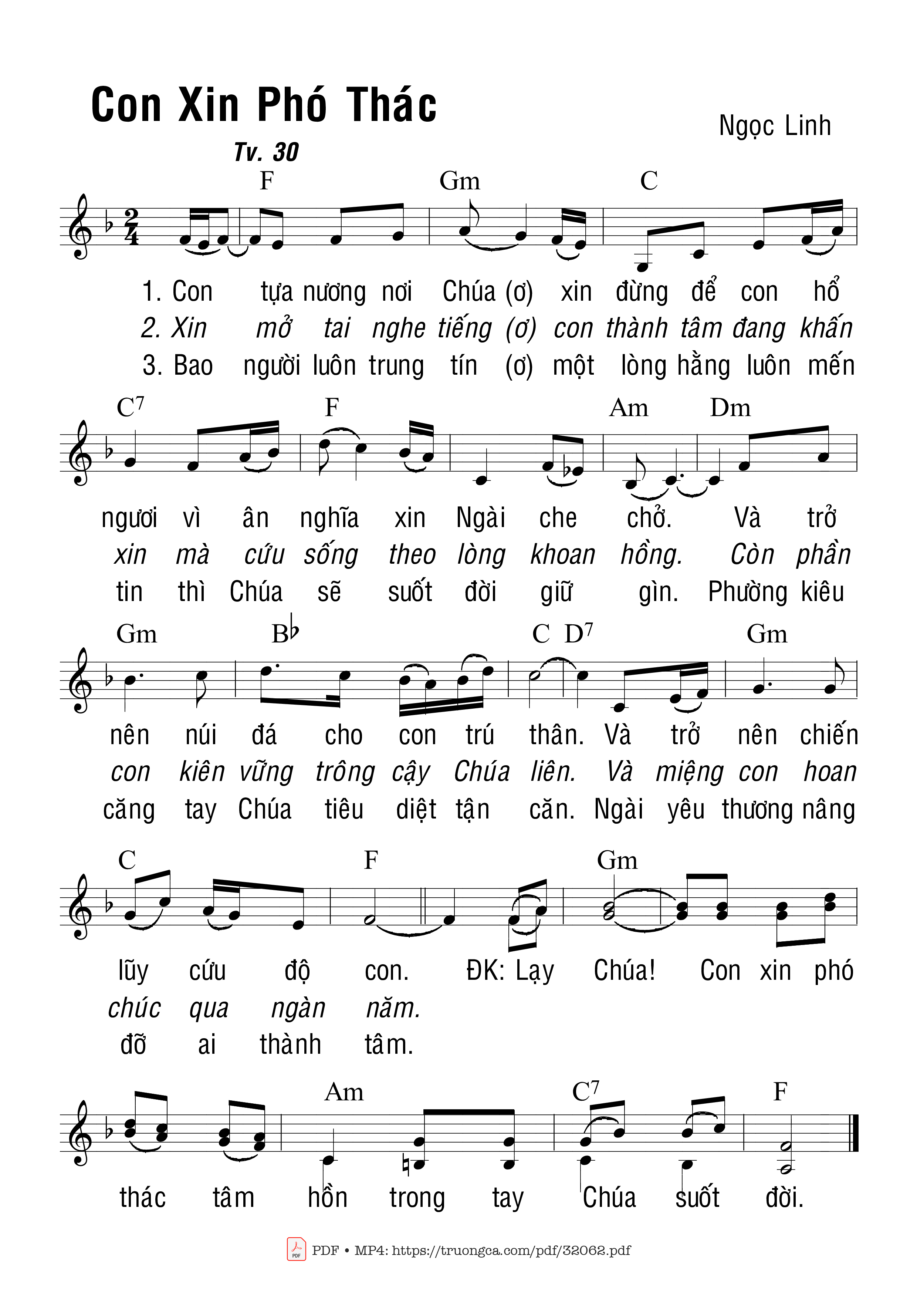 Sheet PDF of Thánh Vịnh 30, Con Xin Phó Thác